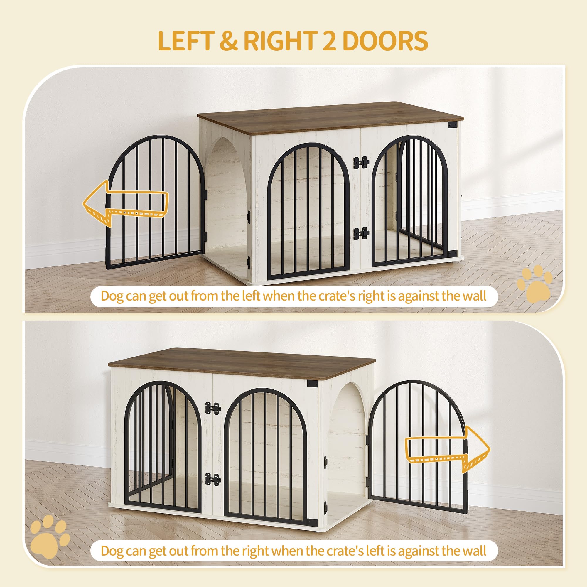 Hzuaneri 39.4 Wooden Dog Crate Furniture TV Stand, Indoor Dog Kennel for Small/Medium/Large Dogs, End Side Table Dog Crates, A