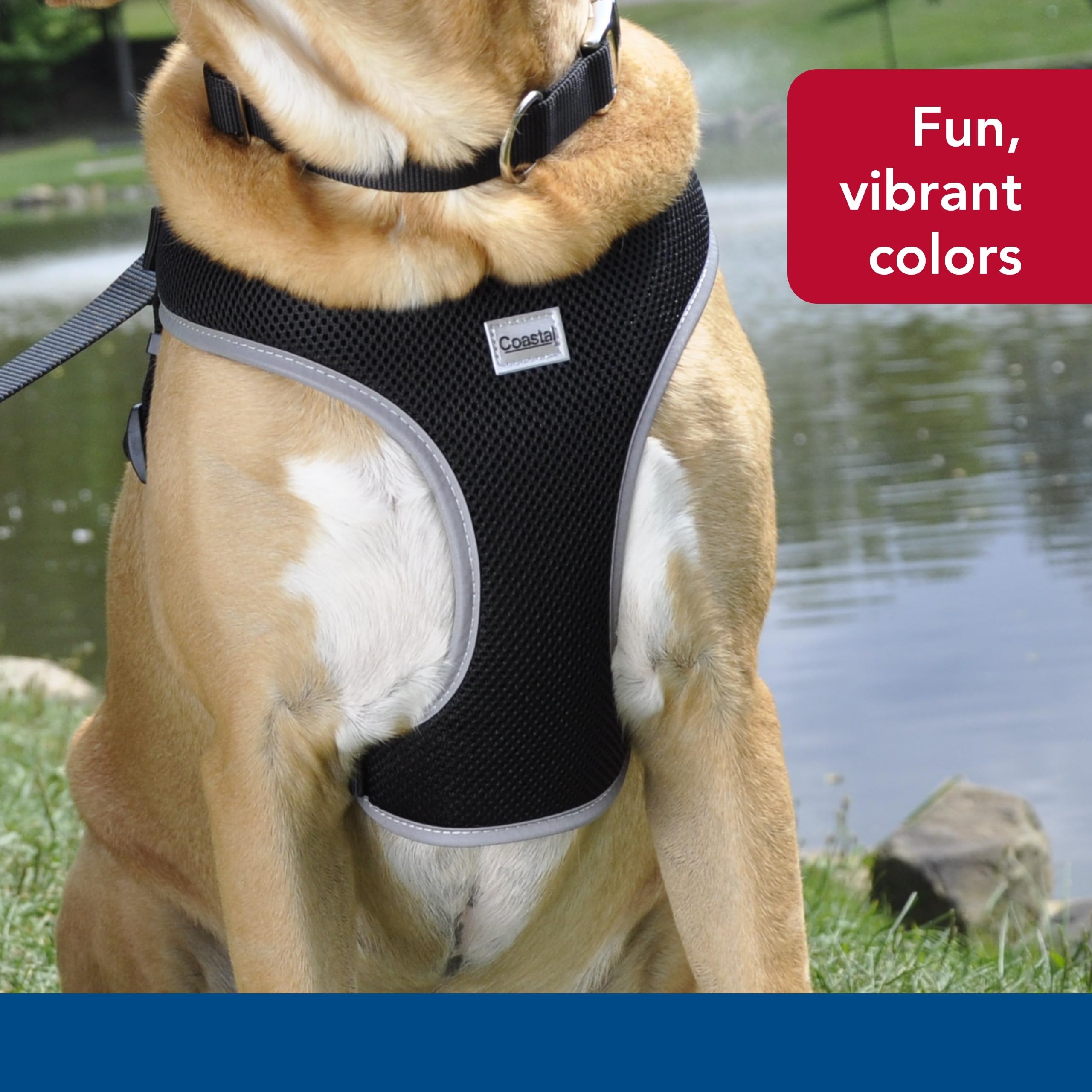 Coastal Pet Comfort Soft Reflective Wrap Adjustable Dog Harness - No-Pull Dog Harness For Small & Large Dogs - Black - 5/8' X 16'–19'