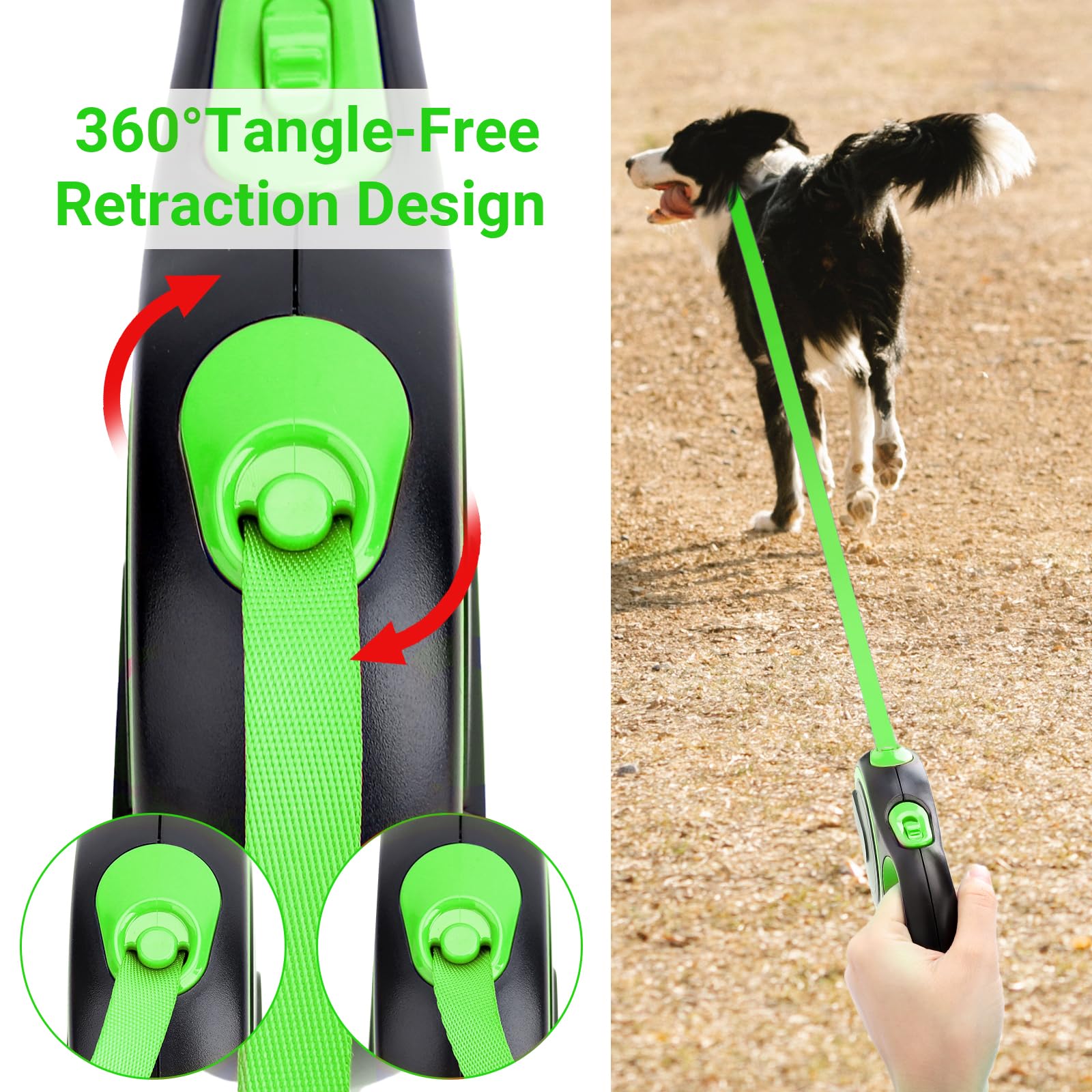 Segarty Extendable Dog Leash, 16Ft Heavy Duty Walking Dog Leash For Medium Small Dogs Up To 44Lb, Anti-Slip Handle 360Tangle-Fre