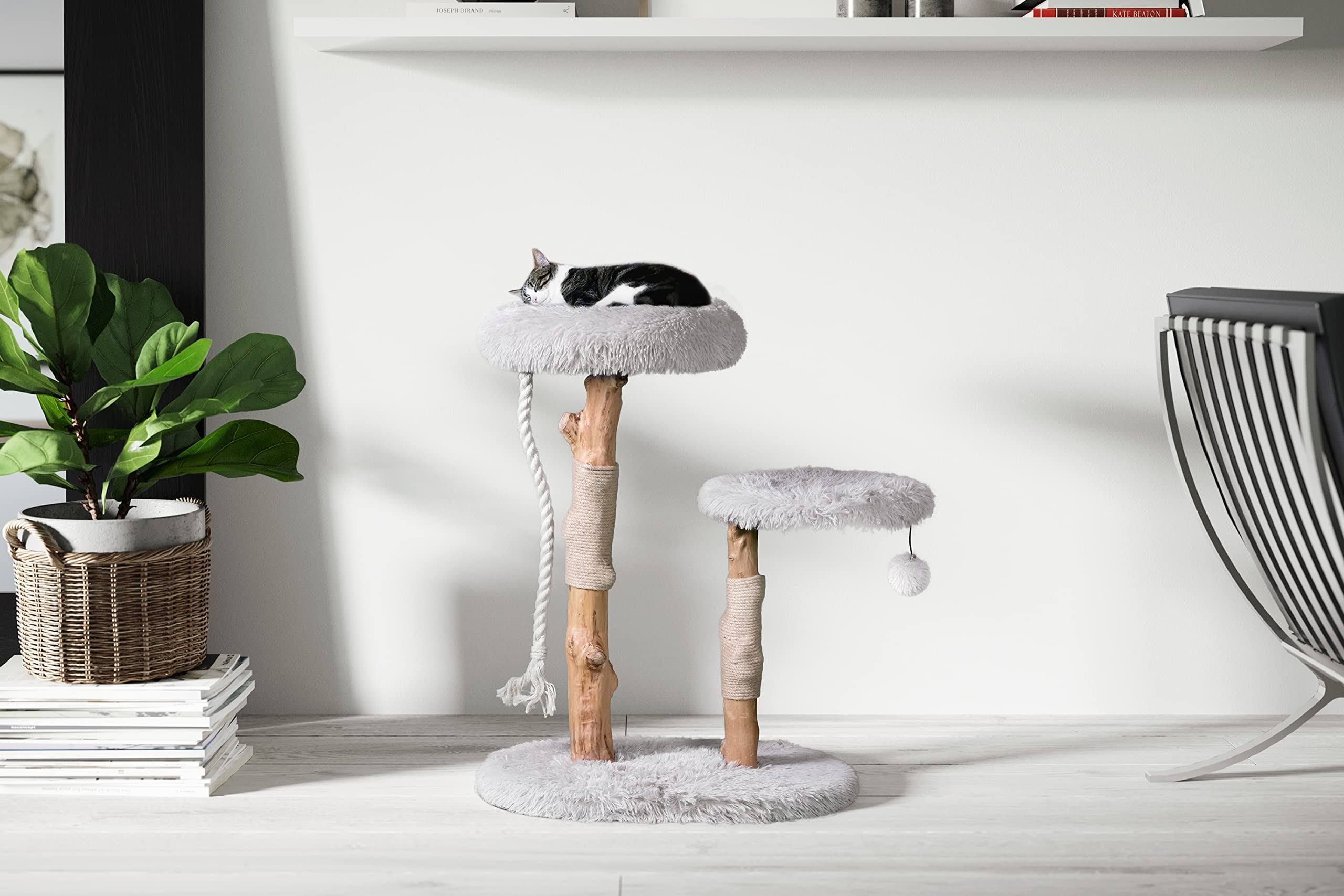 Mau Modern Cat Tower - Wooden Cat Scratching Tree & Condo - Luxury Collection - Cat Lovers Gift