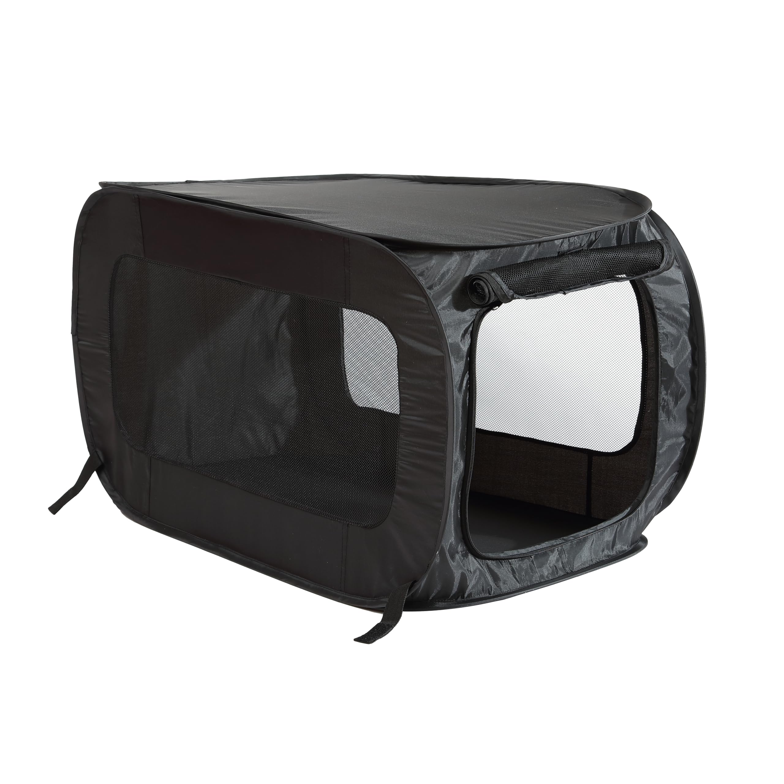 Beatrice Home Fashions Portable, Collapsible, Pop Up Kennel Travel Cat and Dog Crate, 32.5 L x 19.5 W x 19.5 H, Black