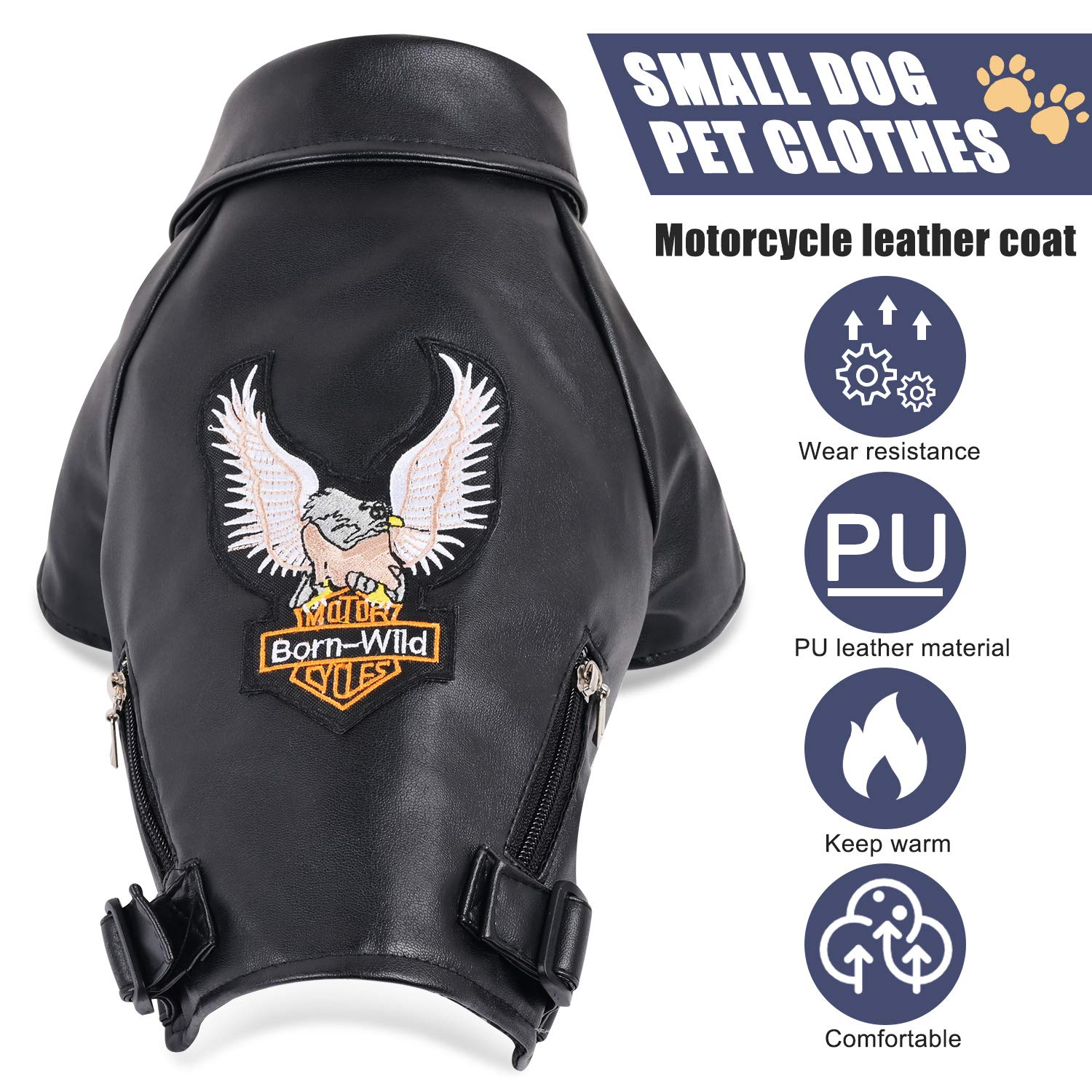 Warm Dog Jacket Winter Dog Coat Jacket For Small And Medium Sized Dogs Windproof And Waterproof Puppy Jacket Cool Pet Dog Clothes Dog Leather Jacket Chihuahua Clothes Yorkie Clothes Black Large