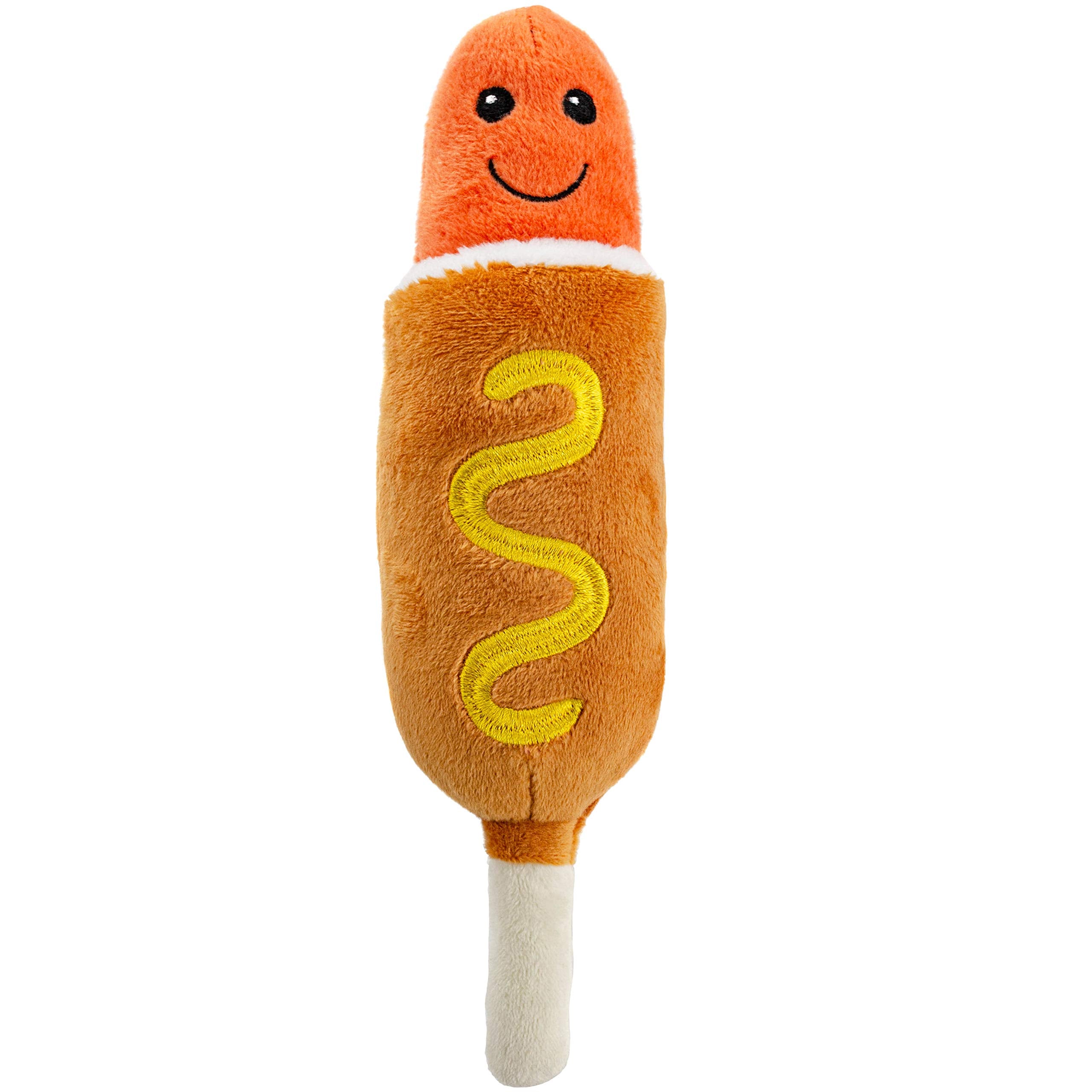 Giftable World Pet Plush Pet Toy Fruits, Cupcakes, Ice Creams, Mug With Squeaker Dog Chew Toy (8' Corn Dog & Pretzel)