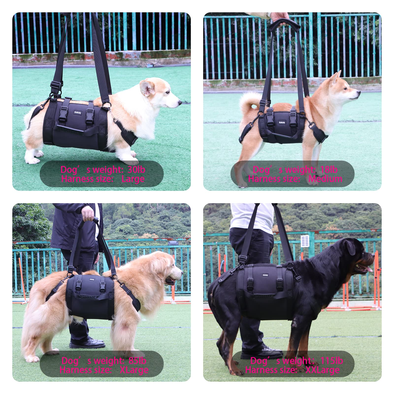 Dog Carry Sling, Emergency Backpack Pet Legs Support & Rehabilitation Dog Lift Harness for Large Dogs, Dog Carrier for Senior Do