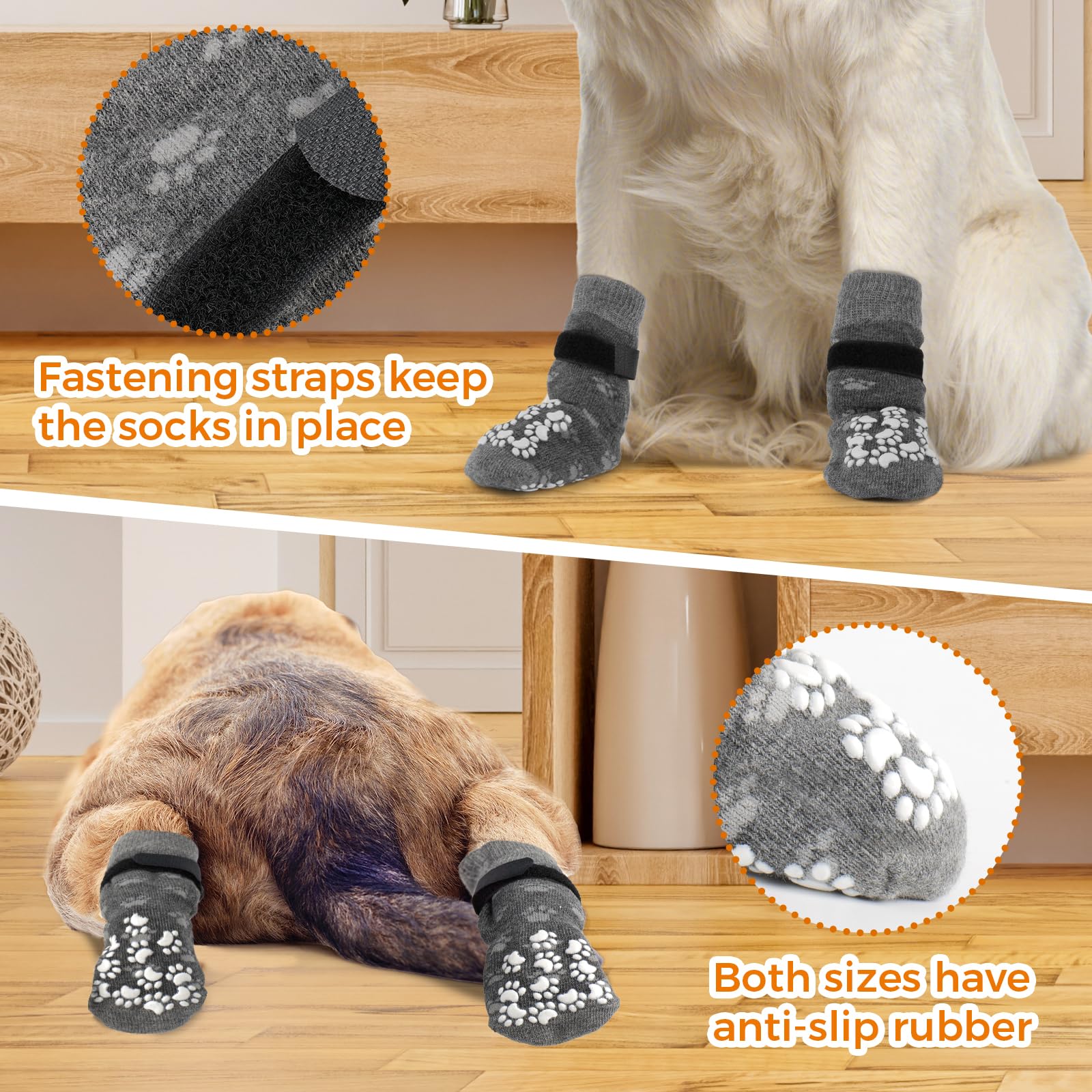 Runpaws Anti-Slip Dog Socks Prevent Licking Paws,Dog Socks With Grippers For Senior Dogs Walk On Hardwood Floor,Dog Grippers Wit