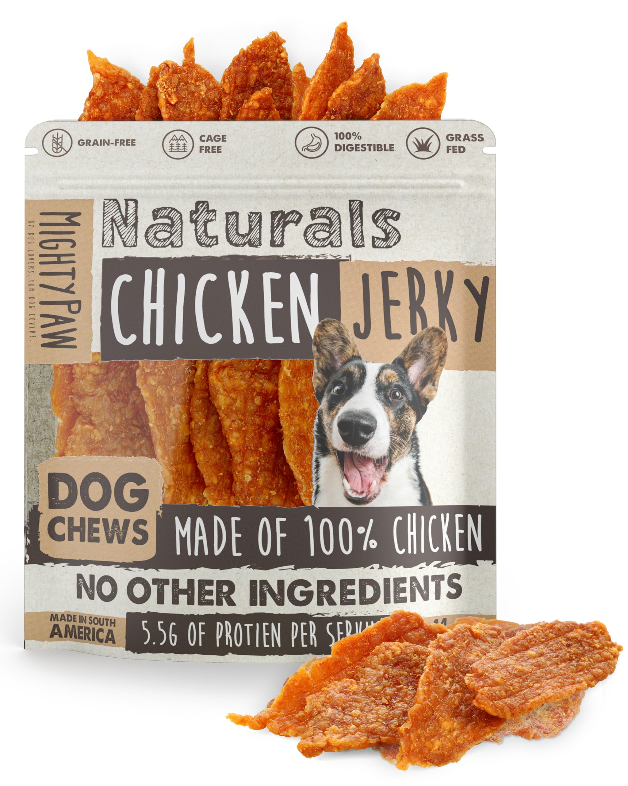 Mighty Paw Naturals Chicken Jerky Dog Treats | Chicken Jerky for Small, Medium and Large Breeds. All Natural Dog Treats. Natural