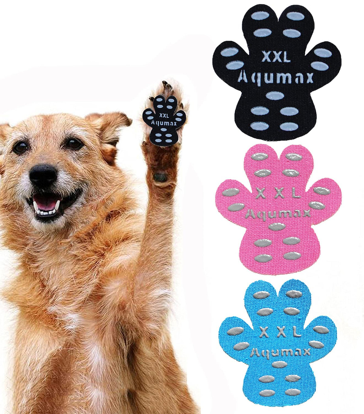 Aqumax Dog Anti Slip Paw Grips Traction Pads,Paw Protection With Stronger Adhesive, Non-Toxic,Multi-Use On Hardwood Floor Or Injuries,12 Sets-48 Pads Xxl