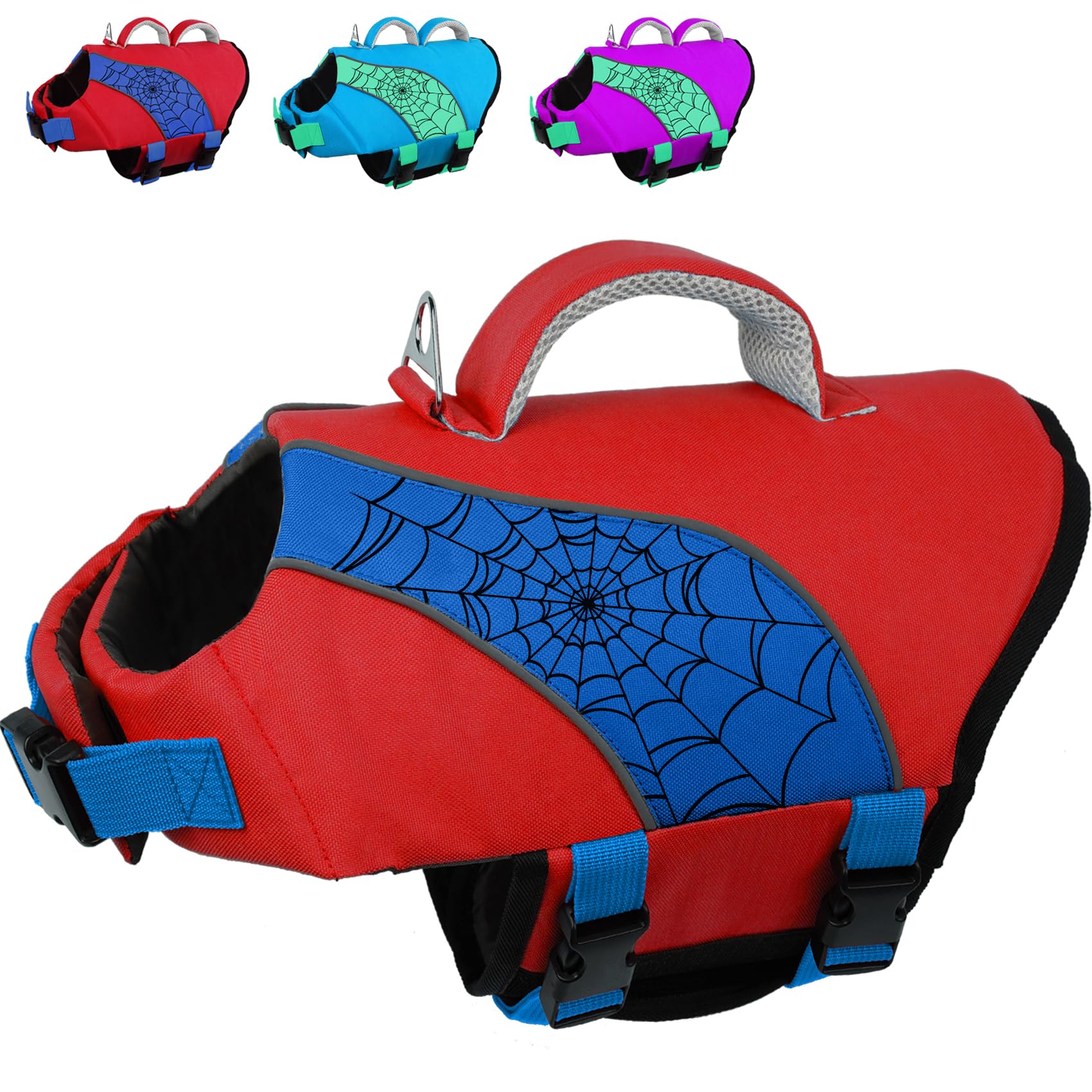 Fragralley Dog Life Jacket With High Buoyancy, Reflective Strips, Rescue Handle, Adjustable Fit, Quick Release Buckles, Tear-Res