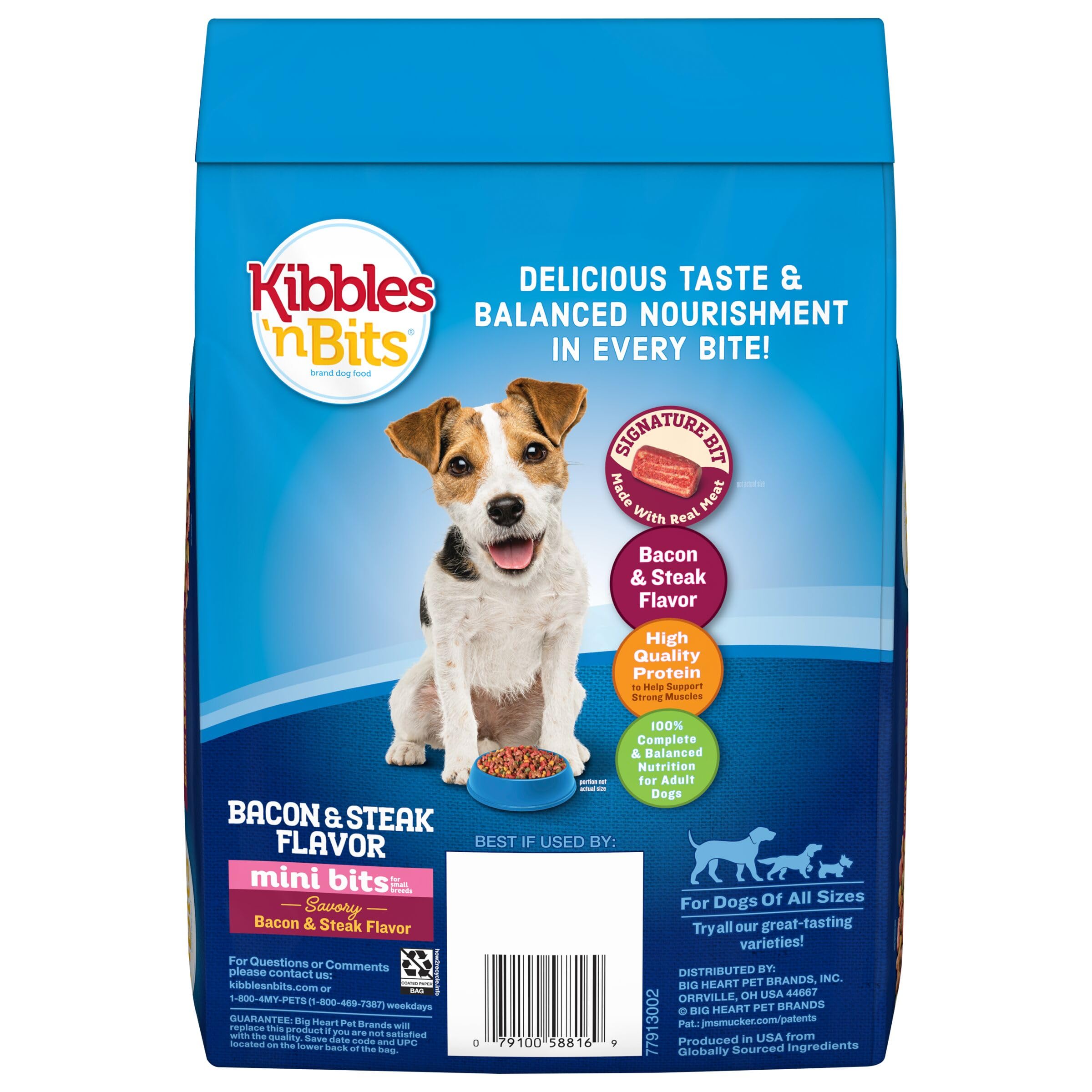 Kibbles n Bits Mini Bits Small Breed Savory Bacon & Steak Flavor Dry Dog Food, 3.5 lb. Bag