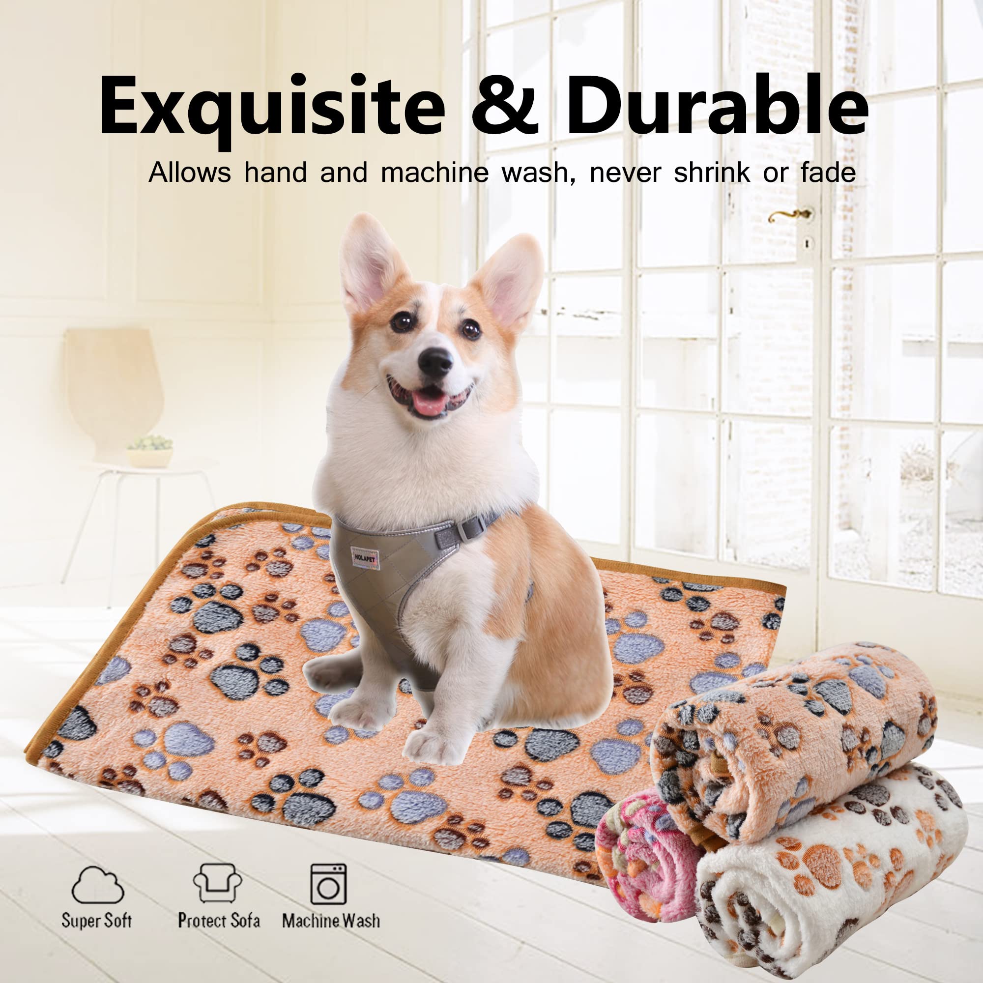 Doovid Pet Blanket Soft Fluffy Fleece Pet Mat Doggy Flannel Blanket Dog Cat Cute Paw Print Pet Blankets Brown Paw Medium(30''*20'')