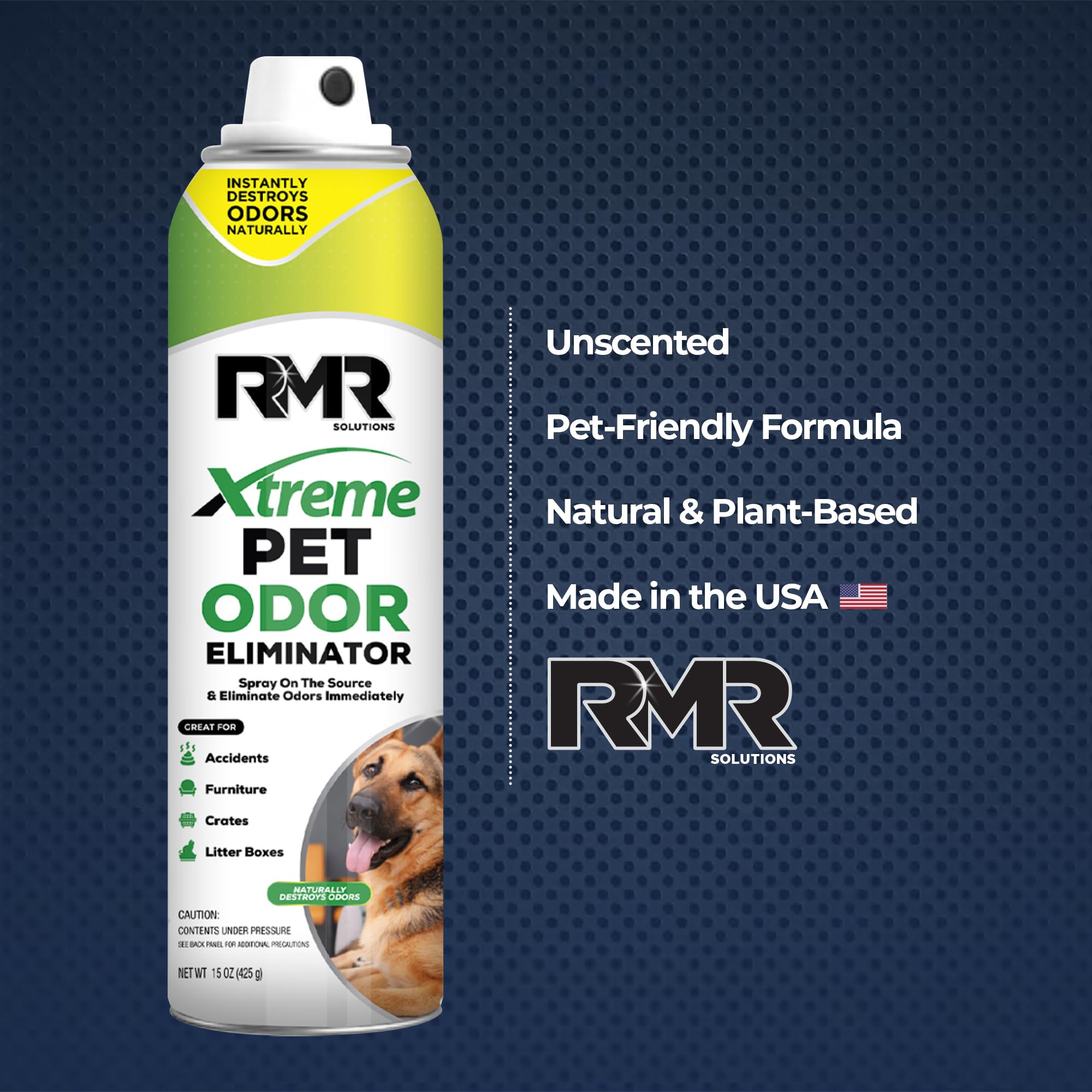 RMR Xtreme Pet Odor Eliminator Spray - Neutralize Strong Urine, Litter, Furniture, Crate, and Animal Smells, 15 Ounces, Unscente