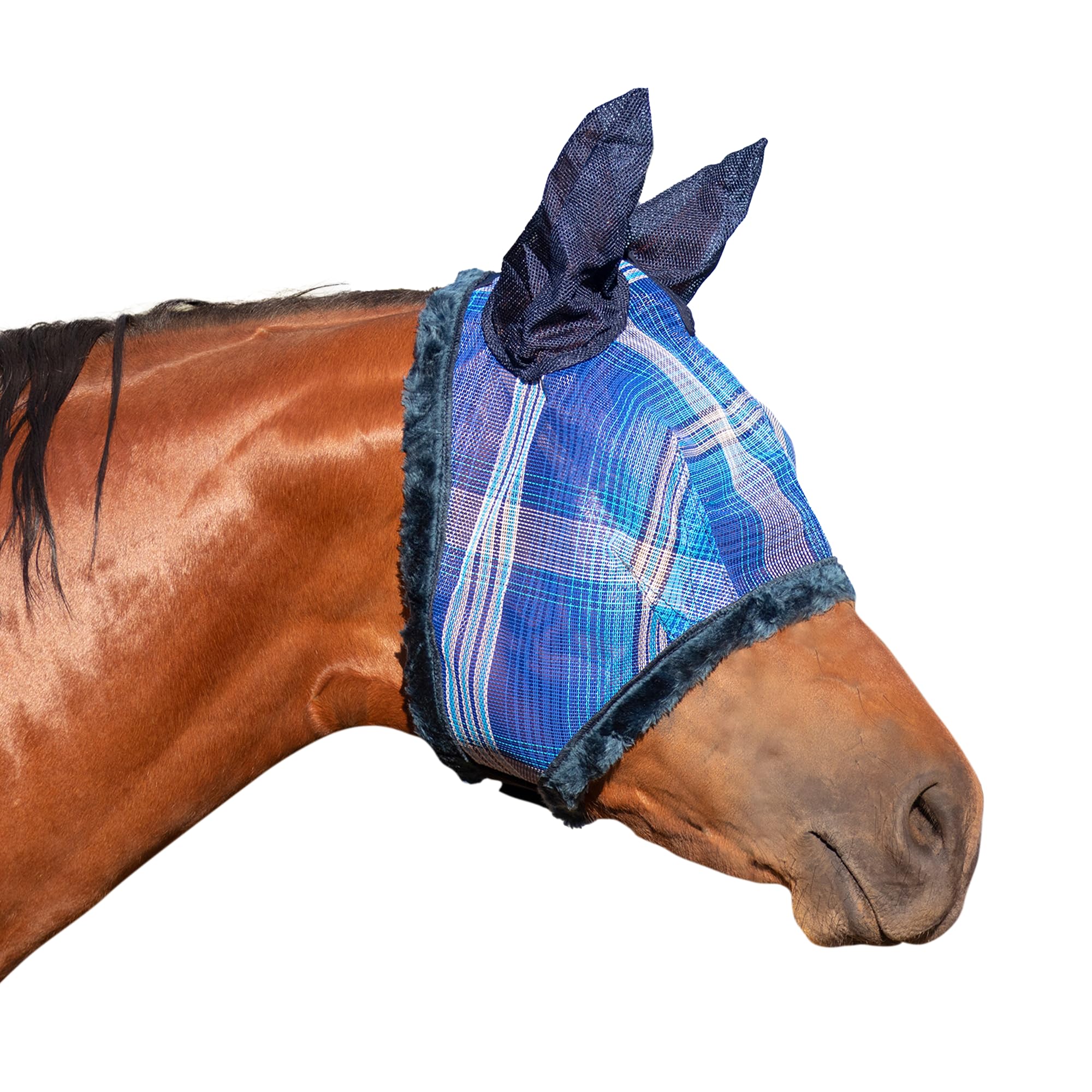 Kensington Signature Fly Mask w/Plush Fleece & Ears w/Forelock Hole Size: XL-Lrg.Horse Color: 181 - Kentucky Blue