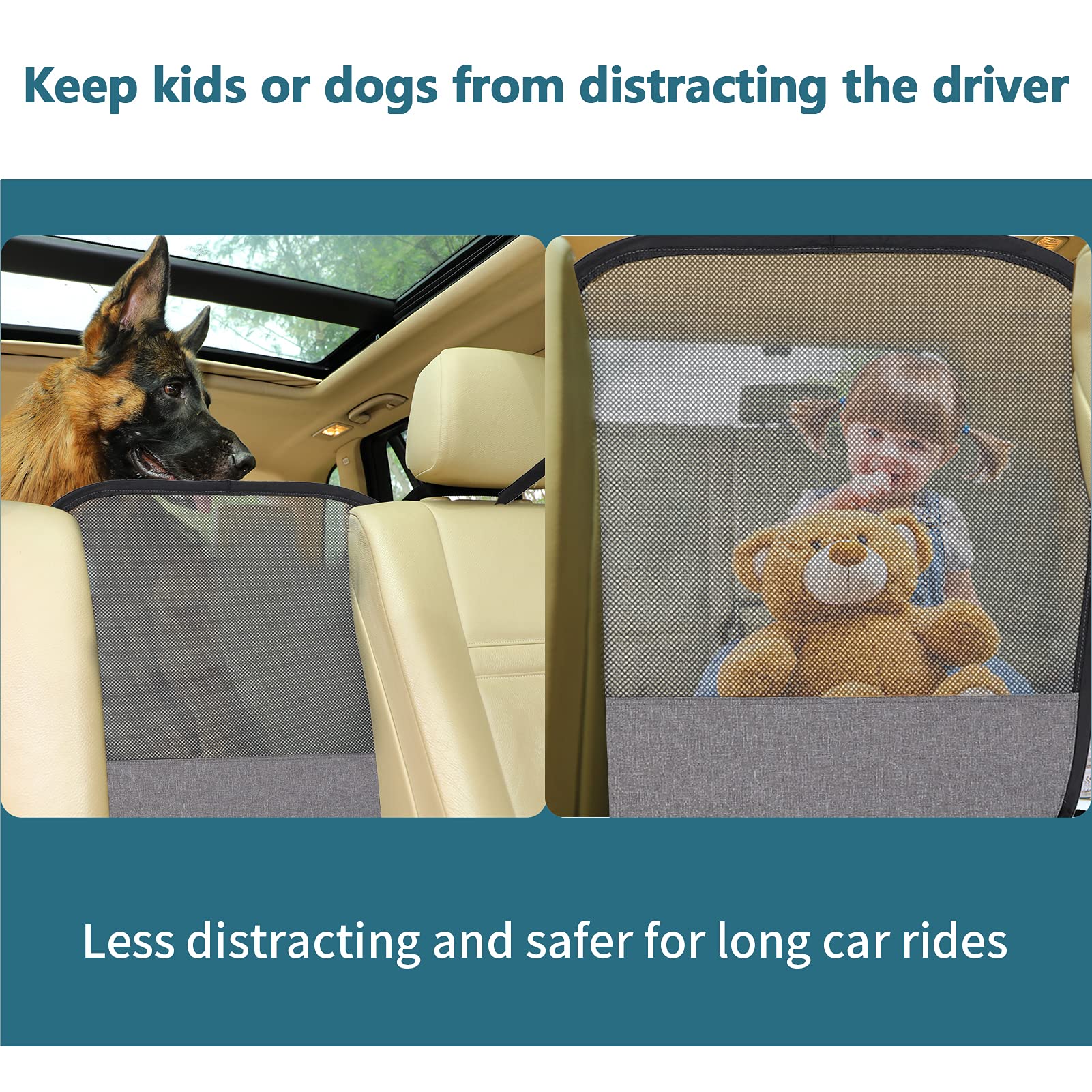Petsfit Dog Car Barrier Vehicle Pet Barrier Backseat Mesh Dog Car Divider Net With Adjusting Rope And Hook Suitable For Suv Pick