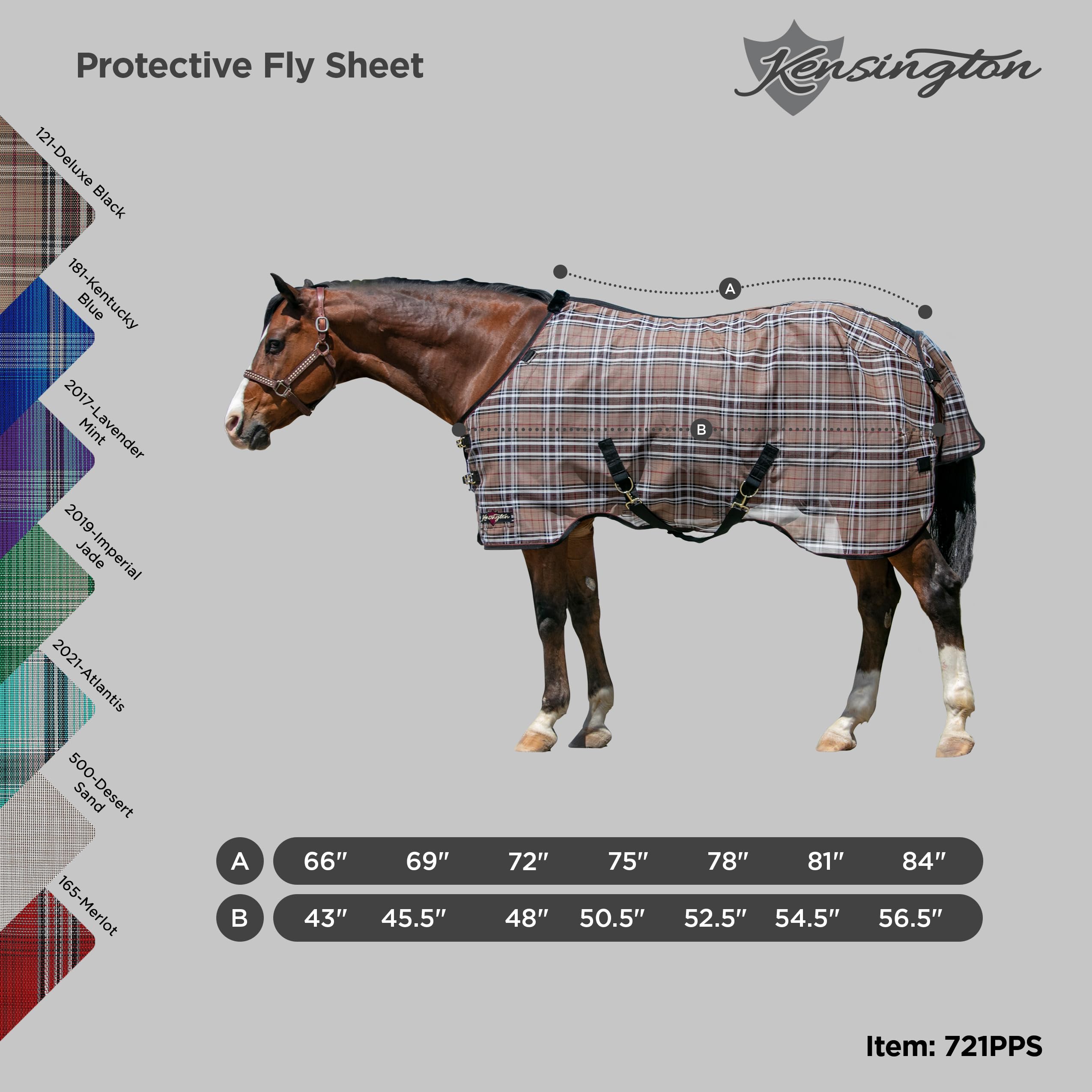 Kensington Breathable And Uv Protective Sheet Surefit All Season Protection For Horse - 75'', Atlantis