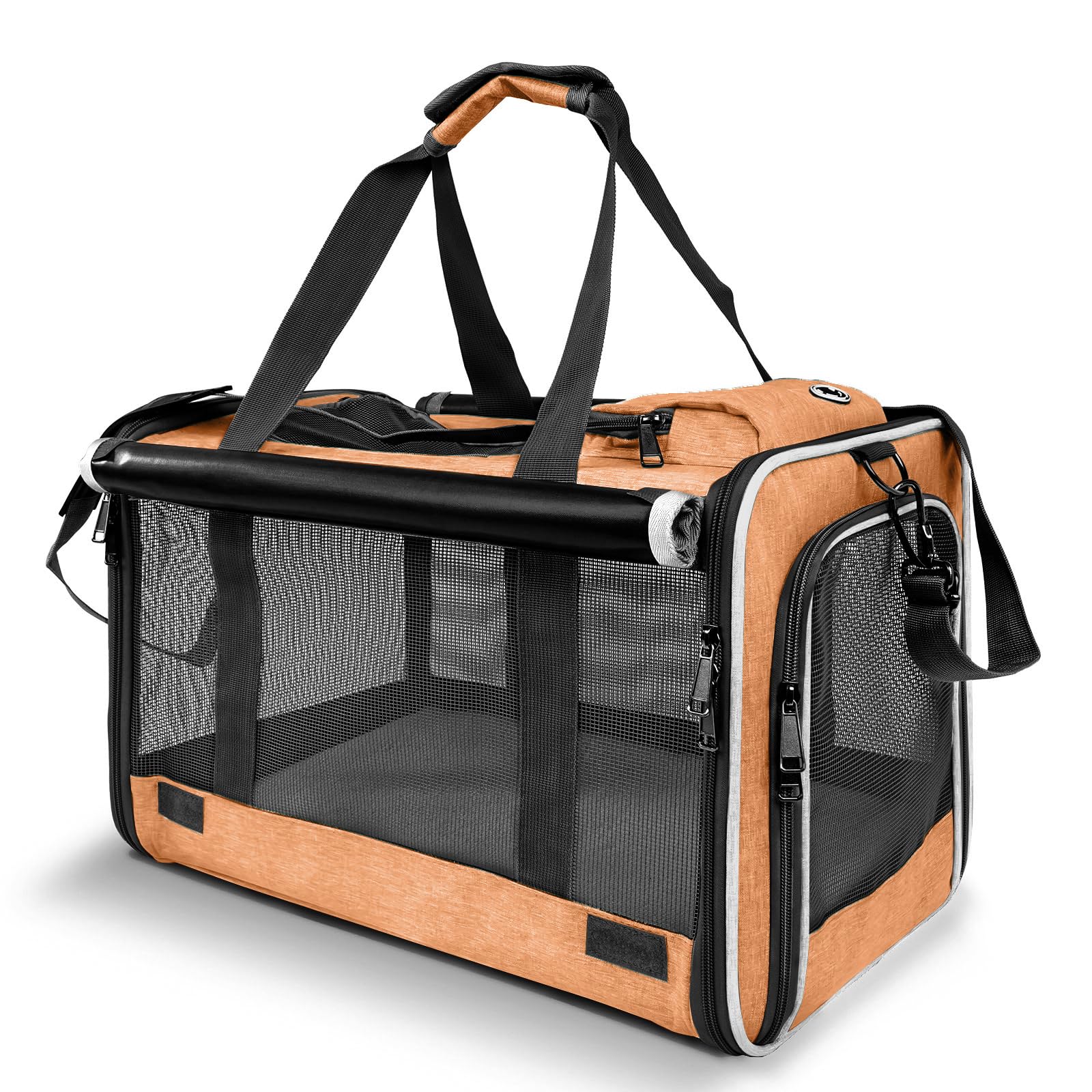 Gapzer Dog Carry Bag For Puppy Pet Soft-Shell Portable Kennel Crate For 0-15 Lbs Foldable Pomeranian Travel Cage Tea Cup Yorkie Carrier Purse Indoor Carrying Case Dog Supply Melon Tiny Dog Melon