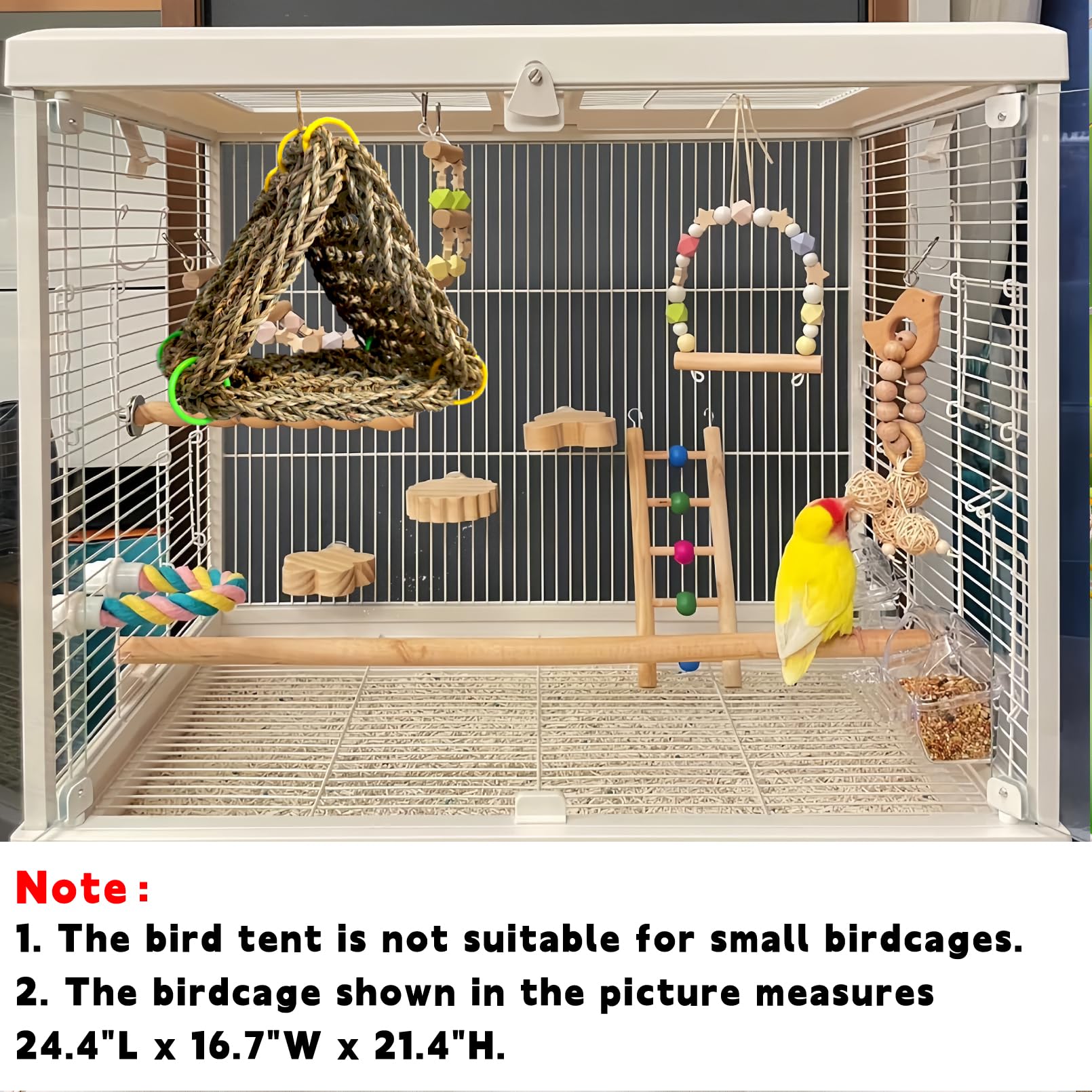 Tfwadmx Bird Seagrass Hammock Tent, 3Pcs 7X7In Seagrass Mat For Birds, Hanging Parrot Toys, Counre House Hut Hideout For Parakeets, Lovebirds, Budgies, Cockatiels