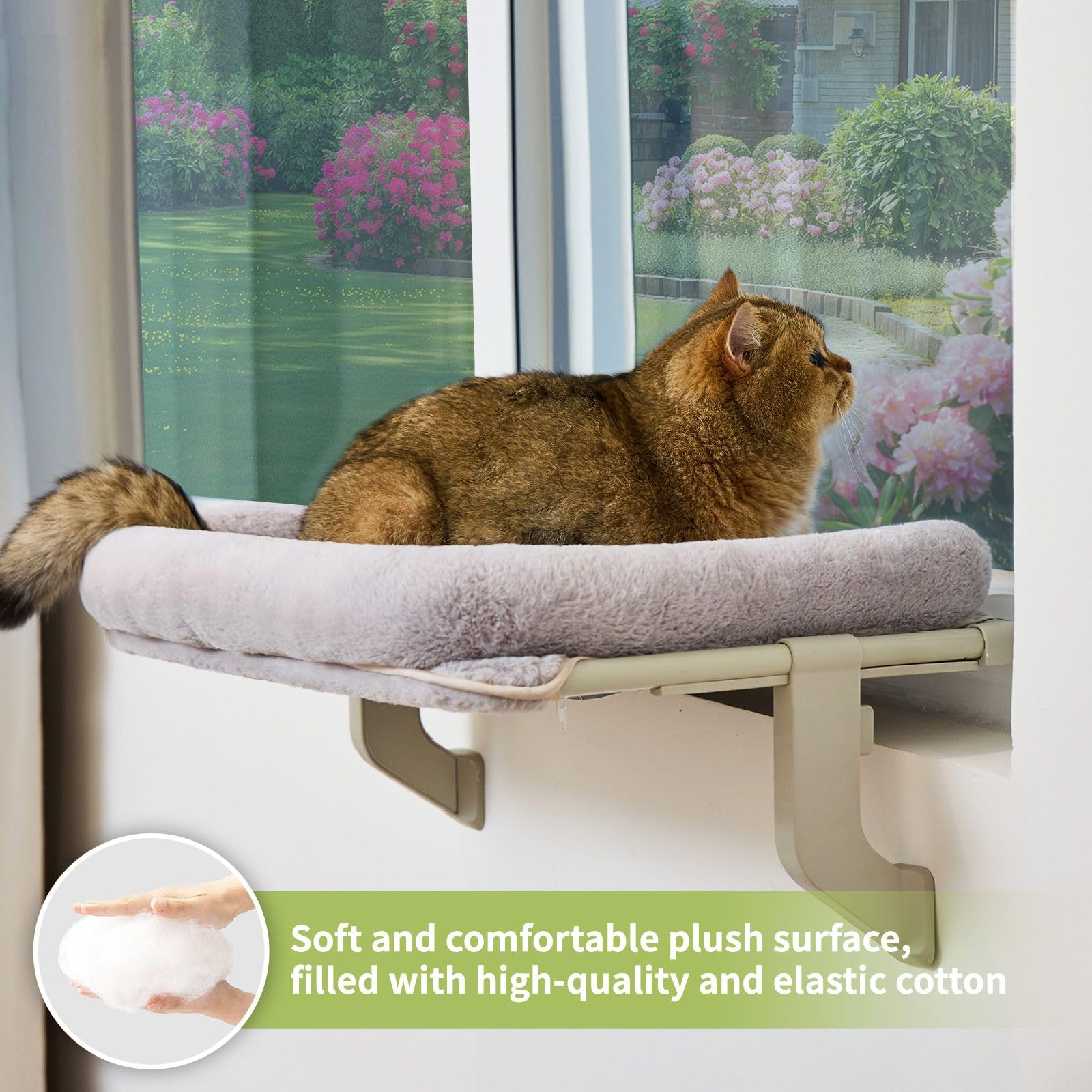 Petsome Cat Window Perch, Adjustable Cat Hammock For Large Cats, Mounts On Window Sills, Bedside, Or Glass, Easy Installation An