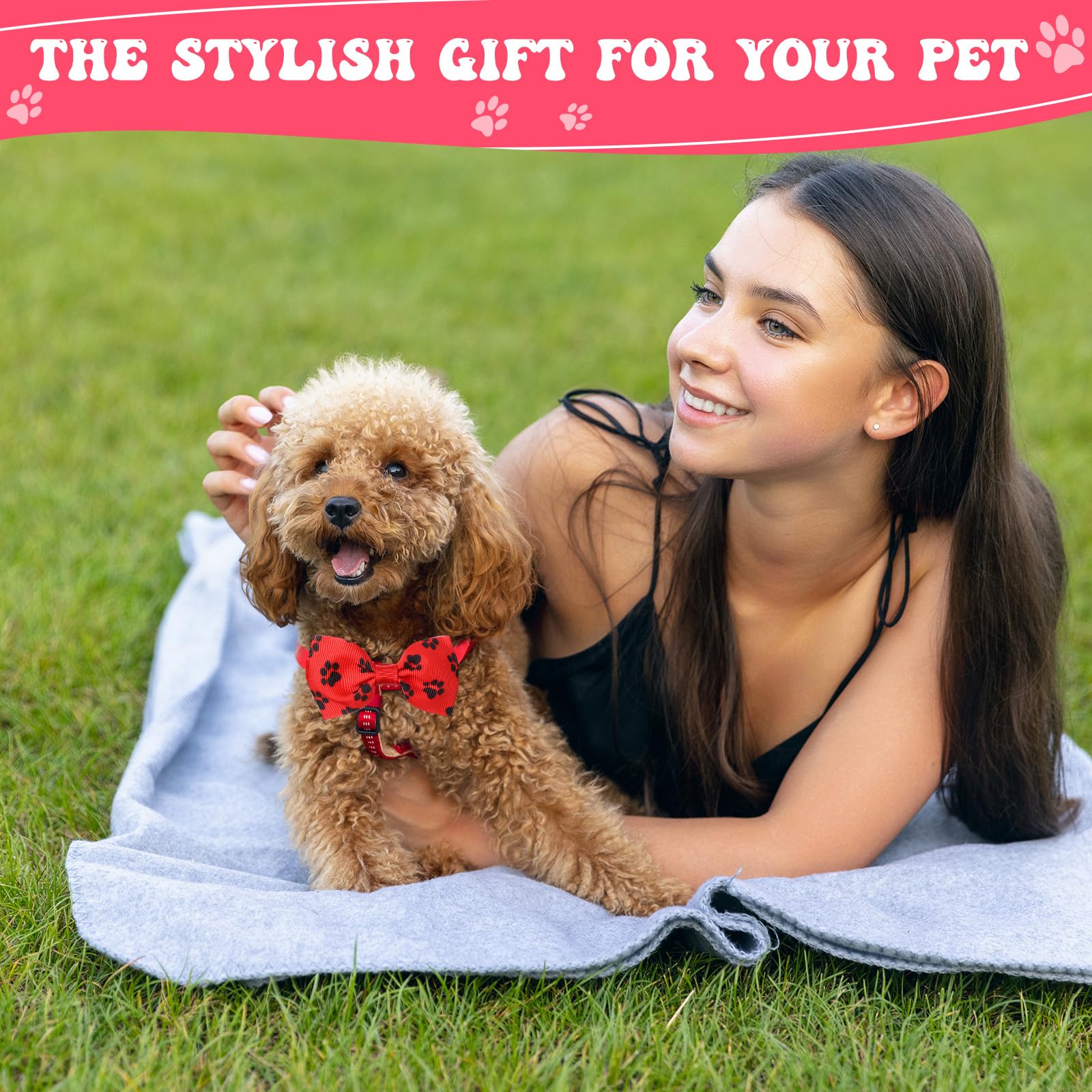 Reginary 100 Pieces Dog Bow Tie Collar Set Include 40 Dog Neckties, and 30 Puppy Bowties, 30 Collar Flowers, Adjustable Pet Ties