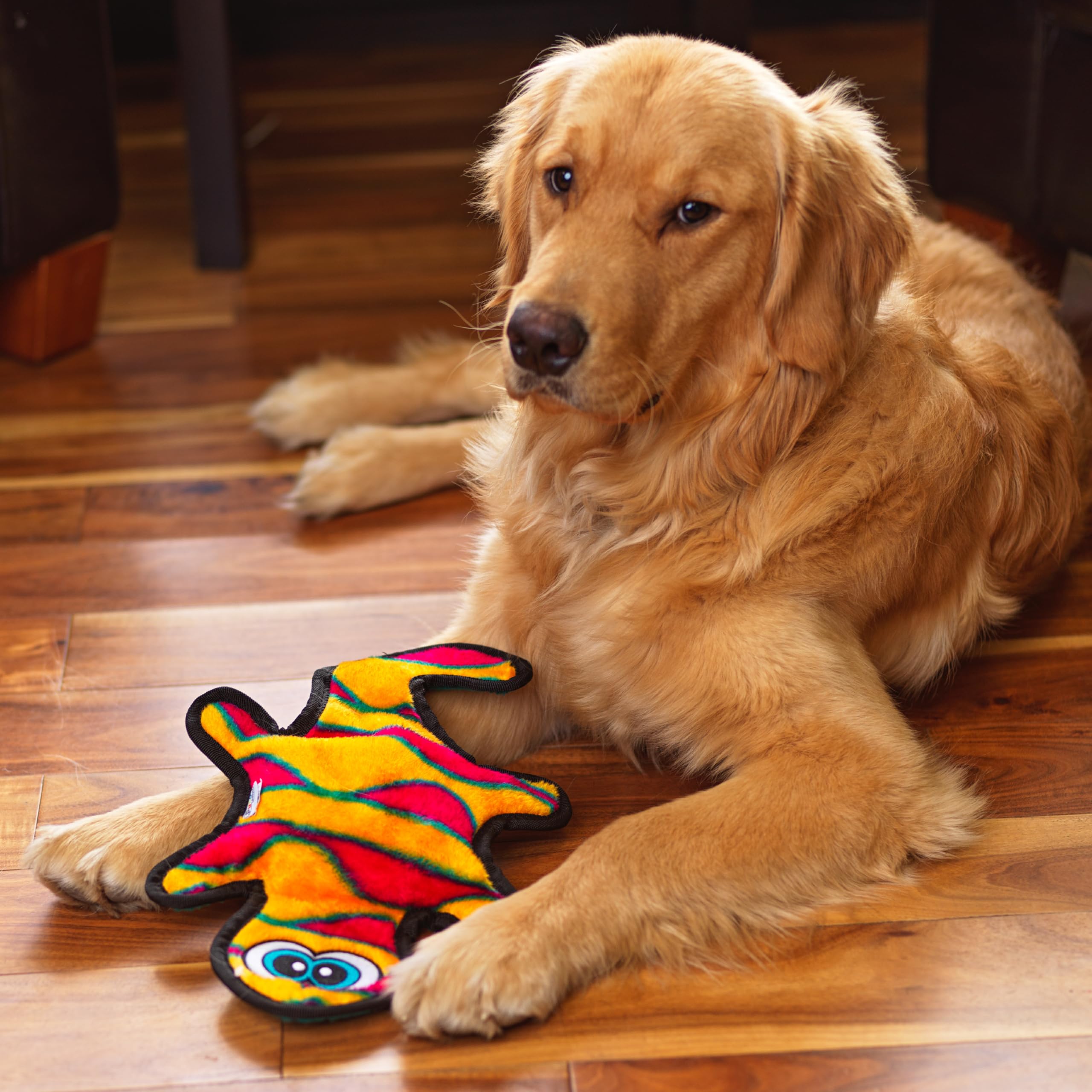 Outward Hound Invincibles Orange Gecko Plush Dog Toy, Medium