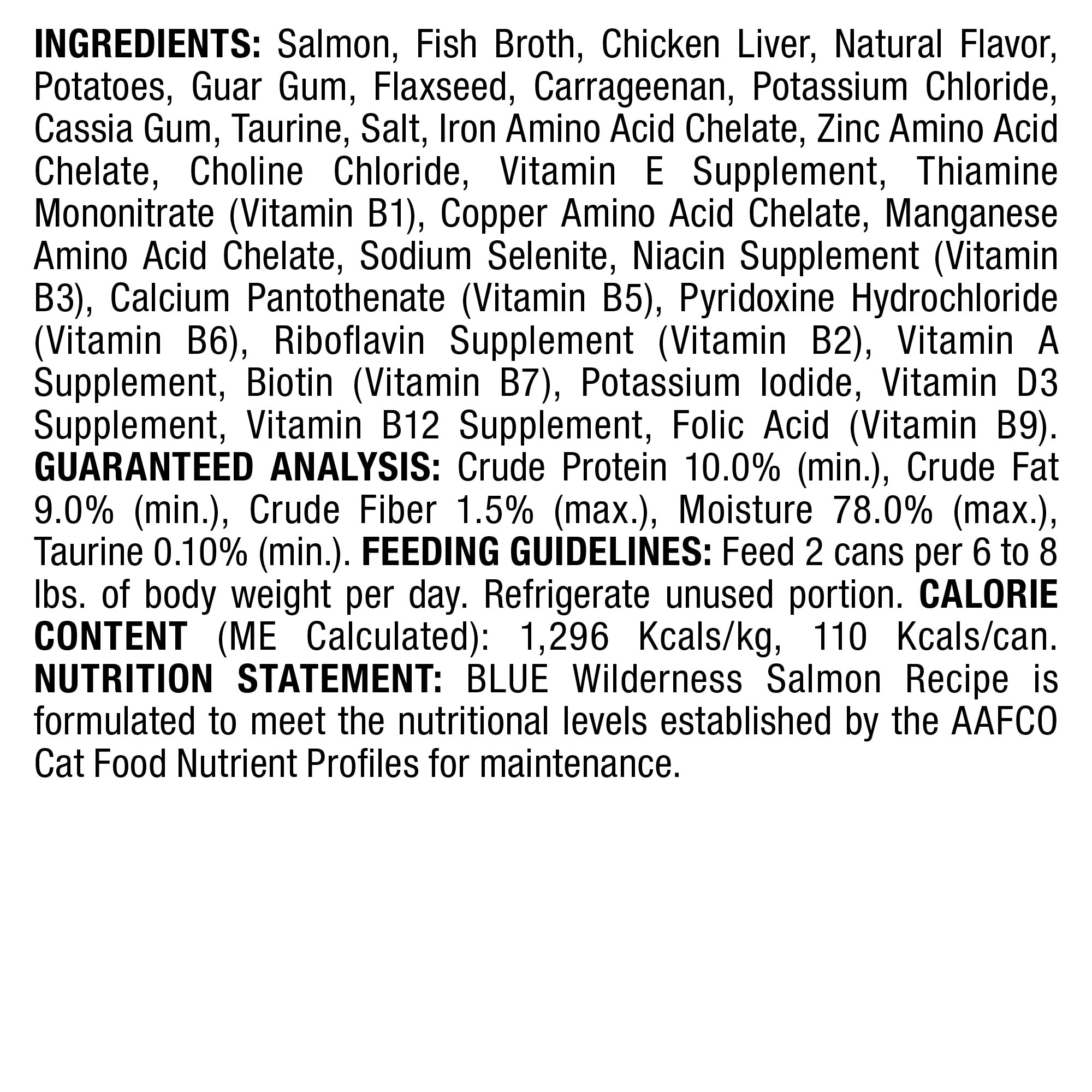 Blue Buffalo Wilderness Natural High-Protein Grain-Free Wet Food for Adult Cats, Salmon Pat  , 3-oz. Cans, 24 Count
