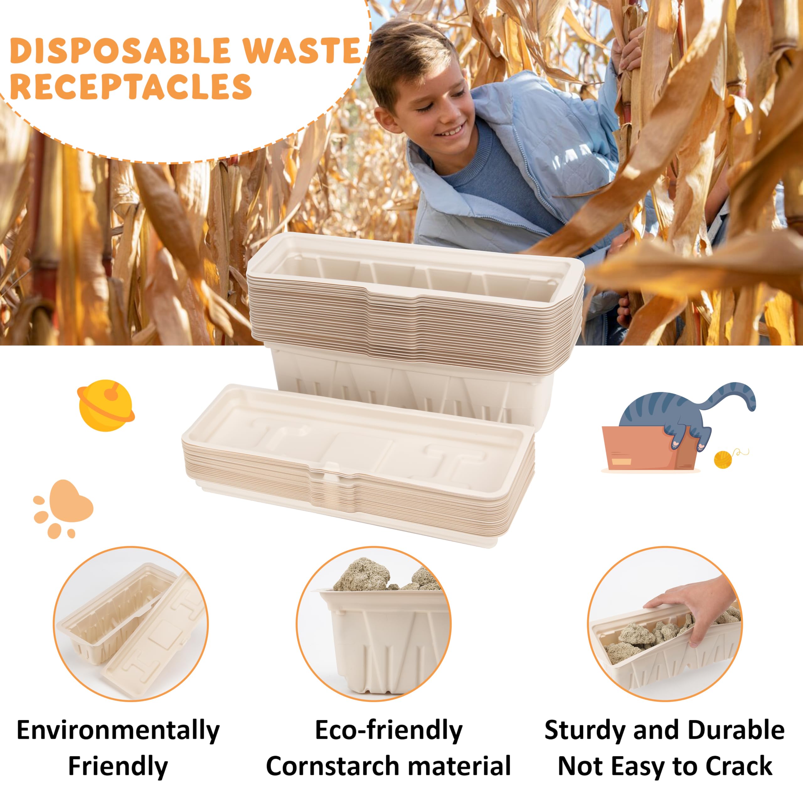 30 Packs Disposable Waste Receptacles Compatible With Nature'S Miracle Litter Box 2Nd & Littermaid Litter Box 3Rd, Kitten Litter