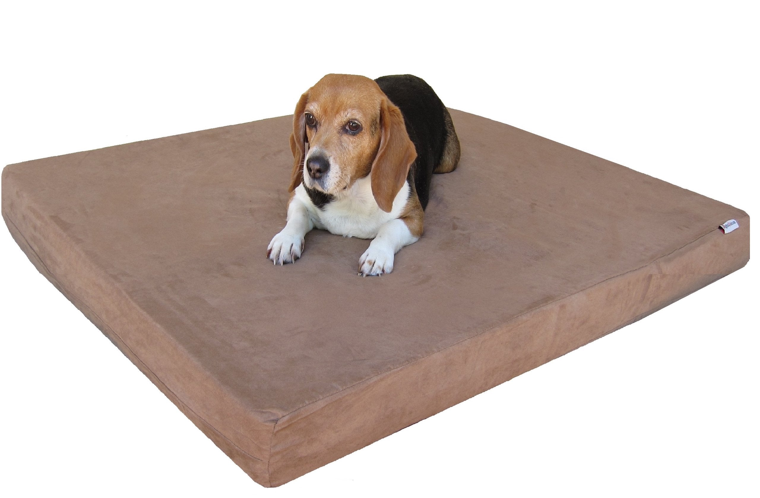 Dogbed4Less Medium Large Orthopedic Gel Infused Memory Foam Dog Bed, Waterproof Liner And Washable Microsuede Brown Cover