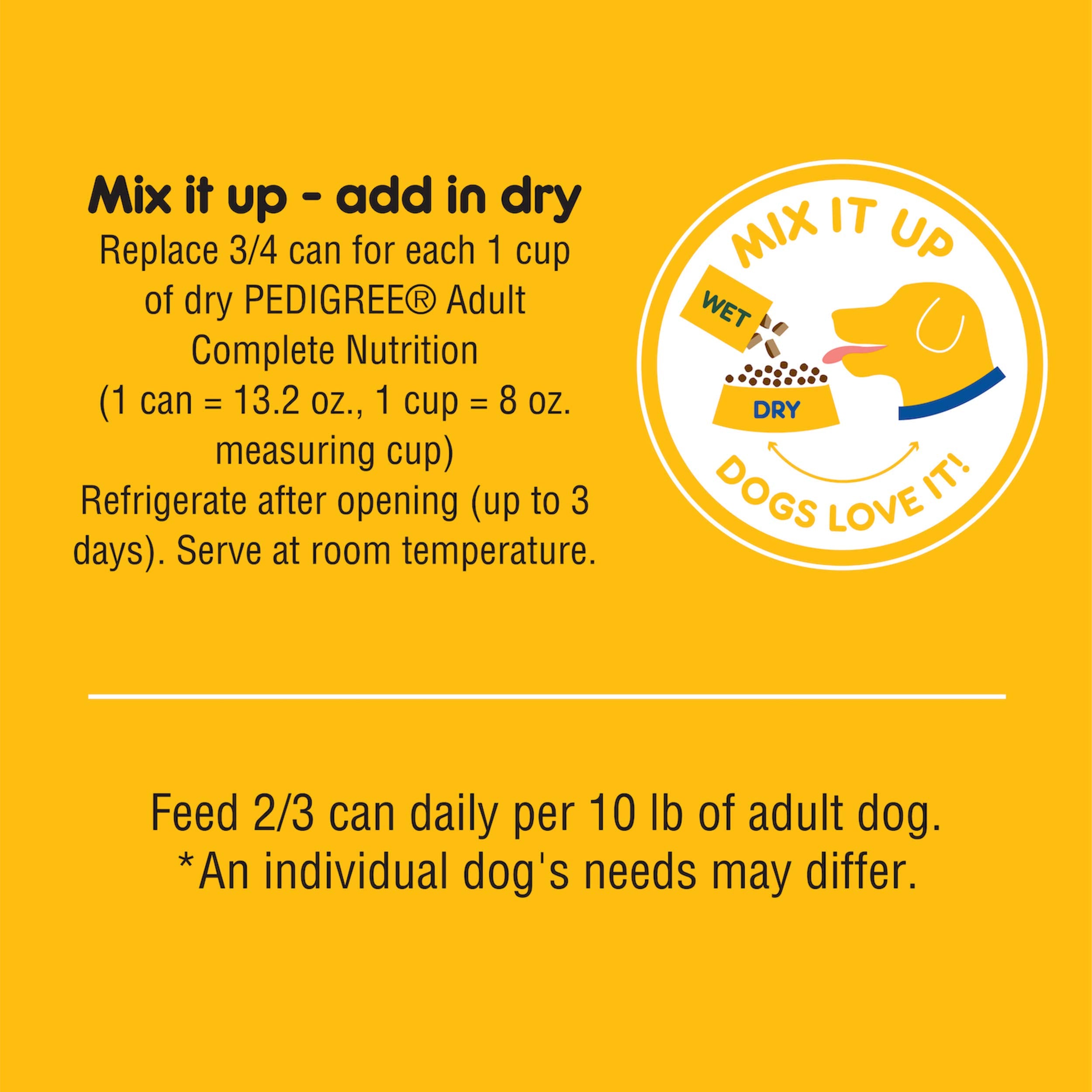 Pedigree High Protein Adult Soft Wet Dog Food, Chopped Chicken & Duck Flavor, 13.2 oz. Cans (12 Count, Pack of 1)