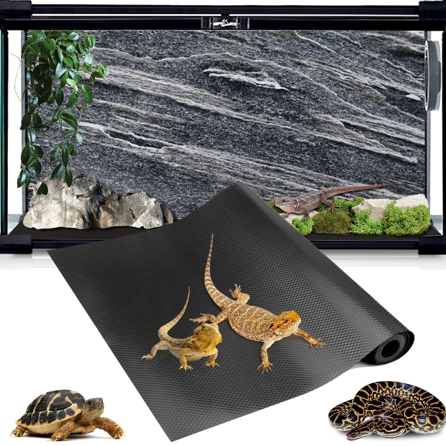 120 Gallon Reptile Terrarium Mat Liner, 96'' X 24'' Bearded Dragon Tank Accessories, Bearded Dragon Substrate Flooring For 4X2X2