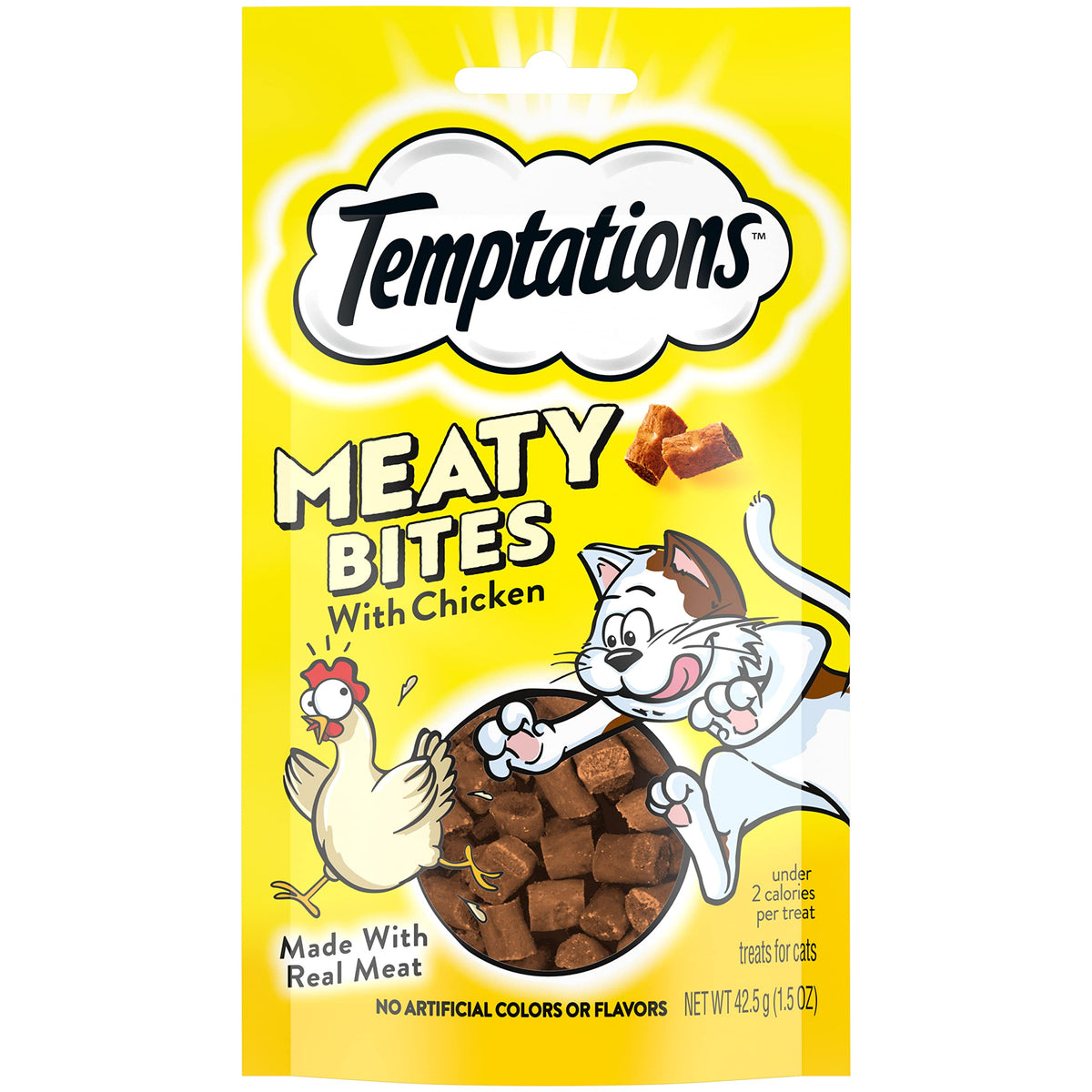 Temptations Meaty Bites, Soft And Savory Cat Treats, Chicken Flavor, (7) 1.5 Oz. Pouches