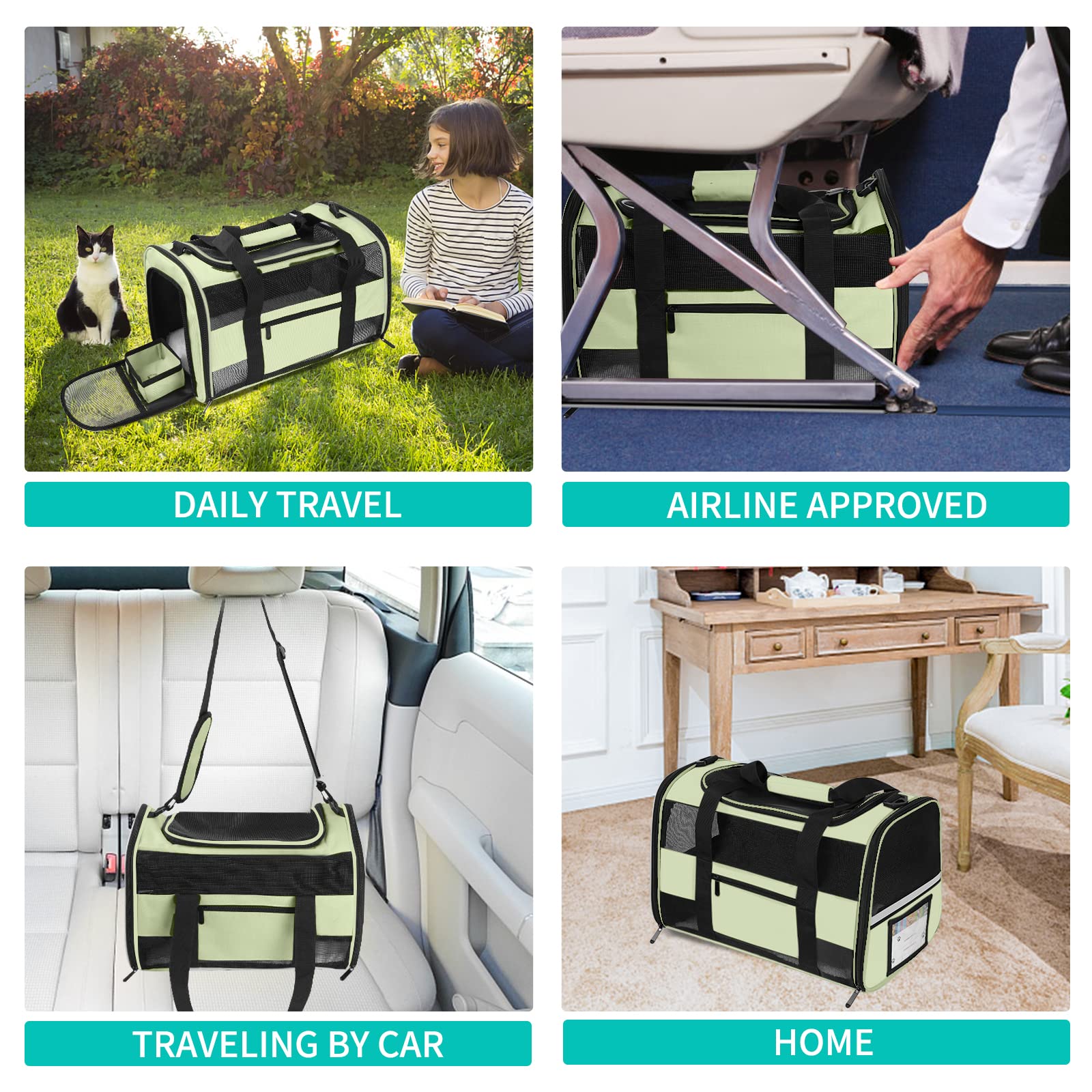 CUSSIOU Cat Carrier Pet Dog Carriers TSA Airline Approved for Cats Dogs Under 15 lbs, Collapsible Soft Sided Cat Carrier Dog Tra