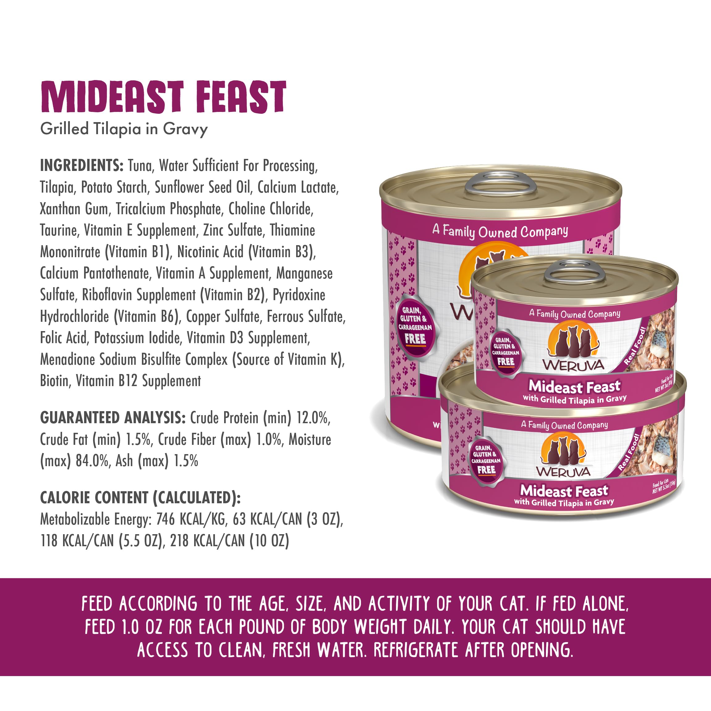 Weruva Classic Cat Food, Mideast Feast with Grilled Tilapia in Gravy, 10oz Can (Pack of 12)
