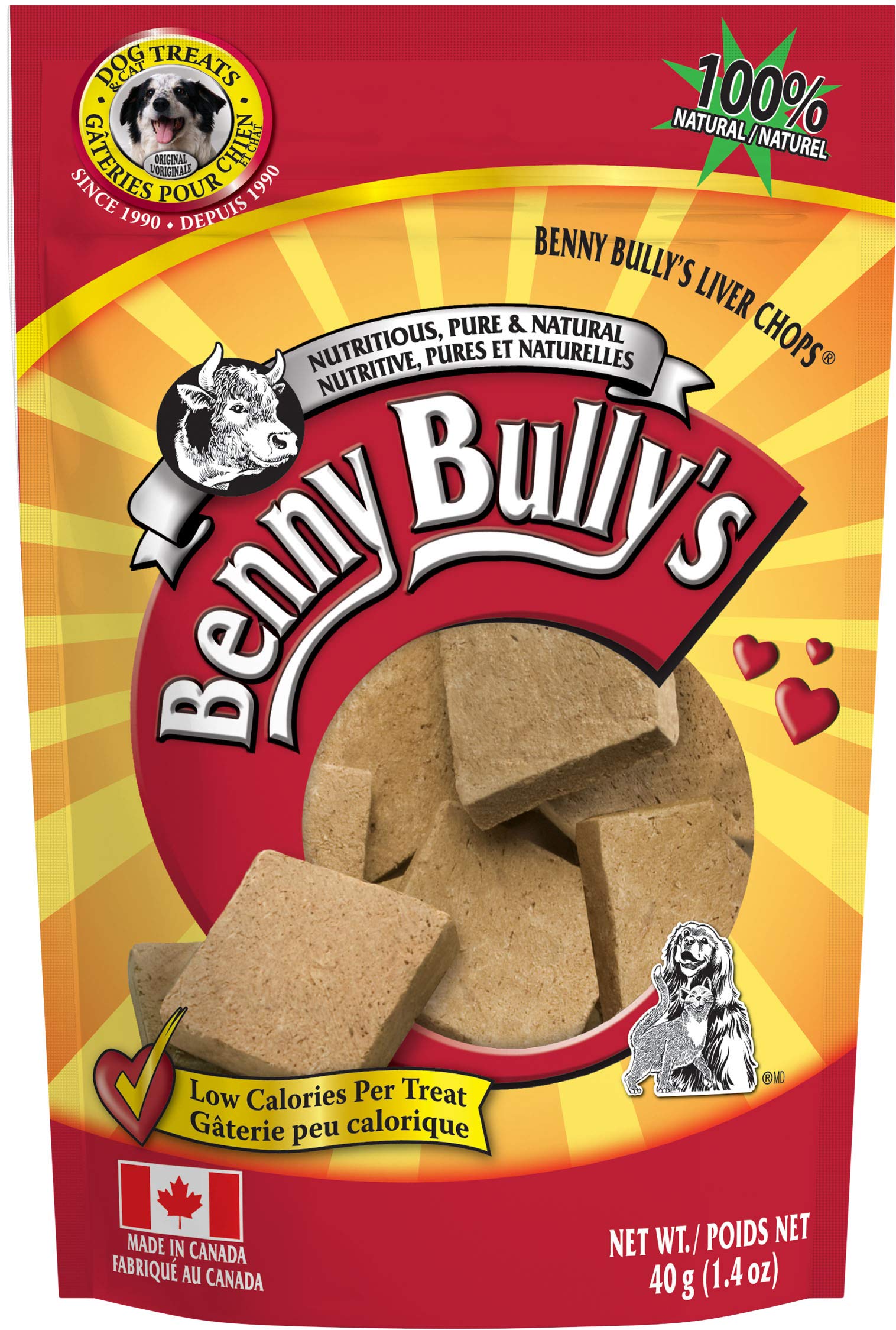 BENNY BULLYS Chops Beef Liver Dog Treats, Freeze-Dried, Low Fat, High Energy & Nutrient Rich Food for Your Furry Friend, All Nat