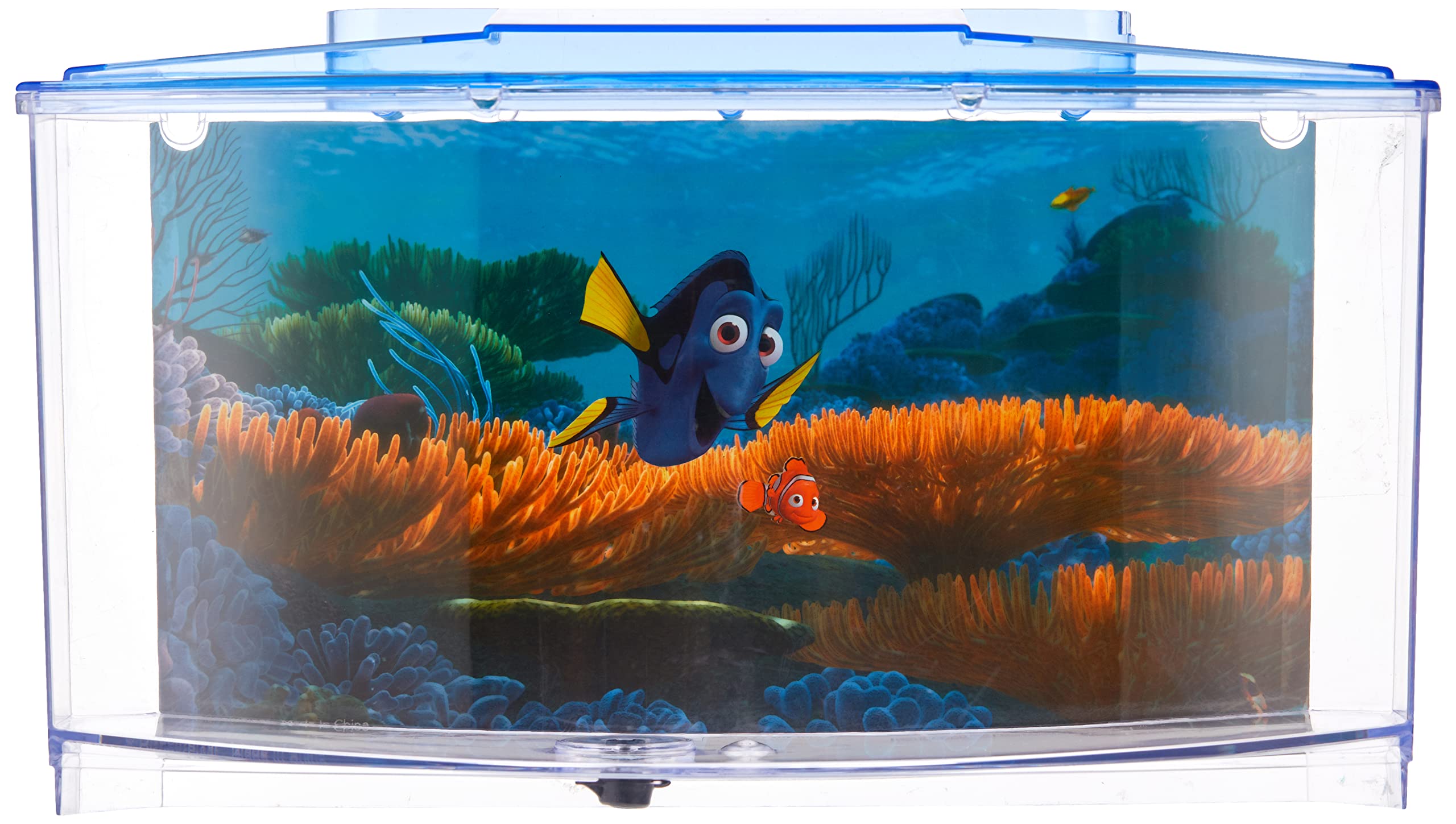 Penn-Plax Finding Dory Betta Aquarium Fish Tank Kit | 0.7 Gallon Size | Includes Décor, Background, And Lid