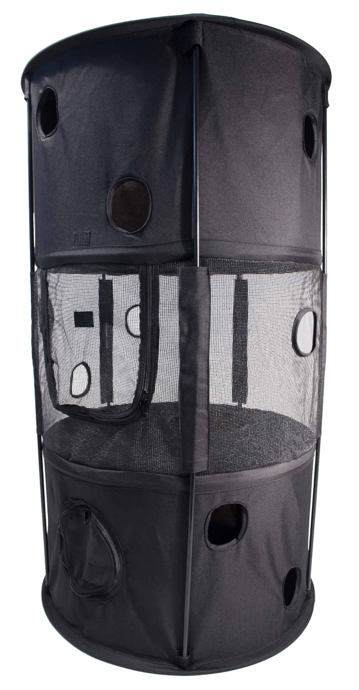 Pet Life 'Climber-Tree' Play-Active Travel Collapsible Lightweight Kitty Cat Tree House Lounger, One Size, Black