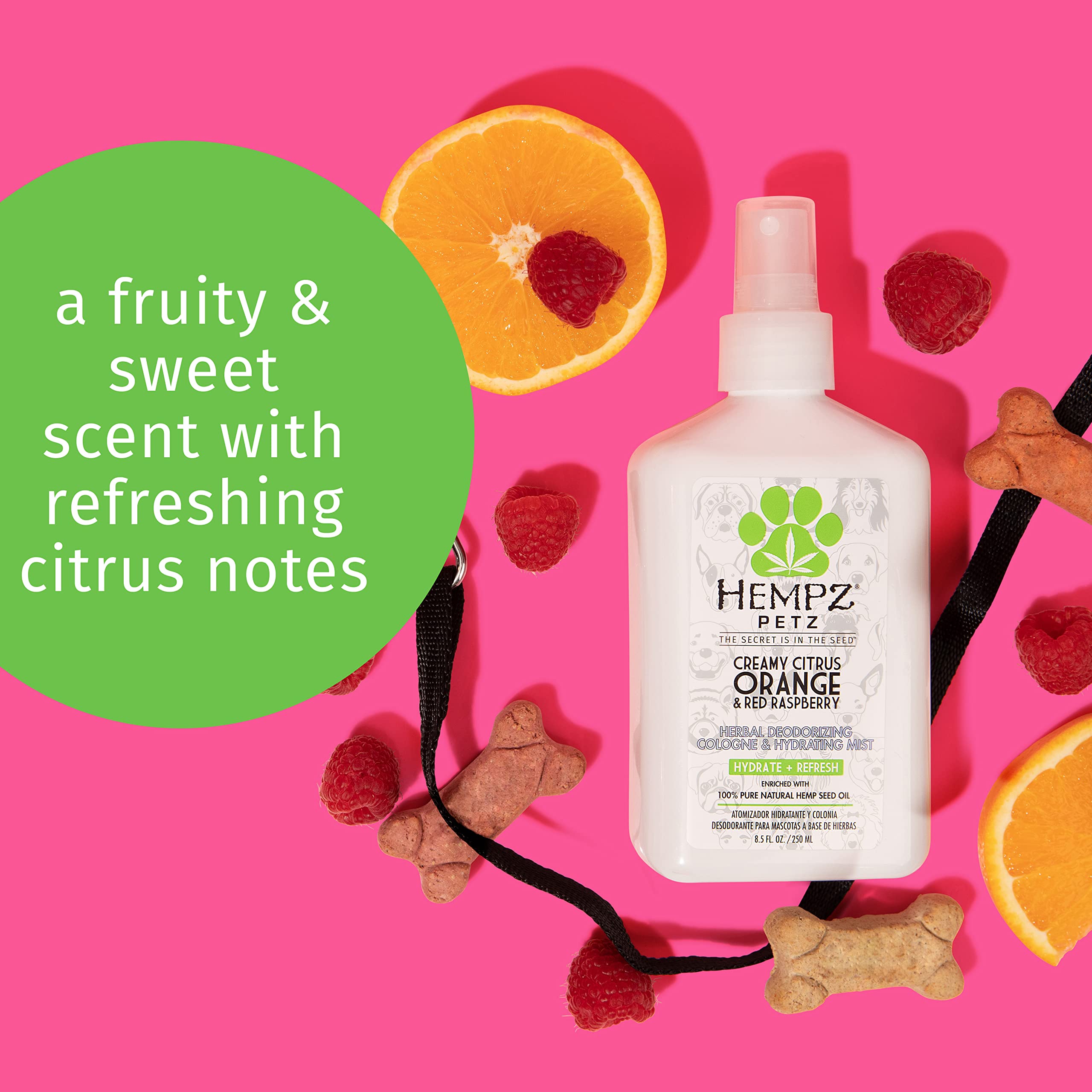 Hempz Petz Dog Cologne, Creamy Citrus Orange & Red Raspberry, 8.5 fl. oz. - Hydrating Puppy Perfume