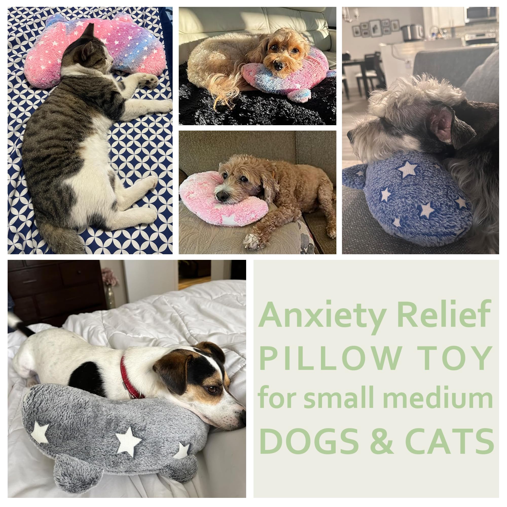 Pomesea Dog Calming Pillow Glow In The Dark, Soft U-Shaped Pet Pillows For Dogs & Cats, Machine Washable, Dog Neck Pillow, Joint