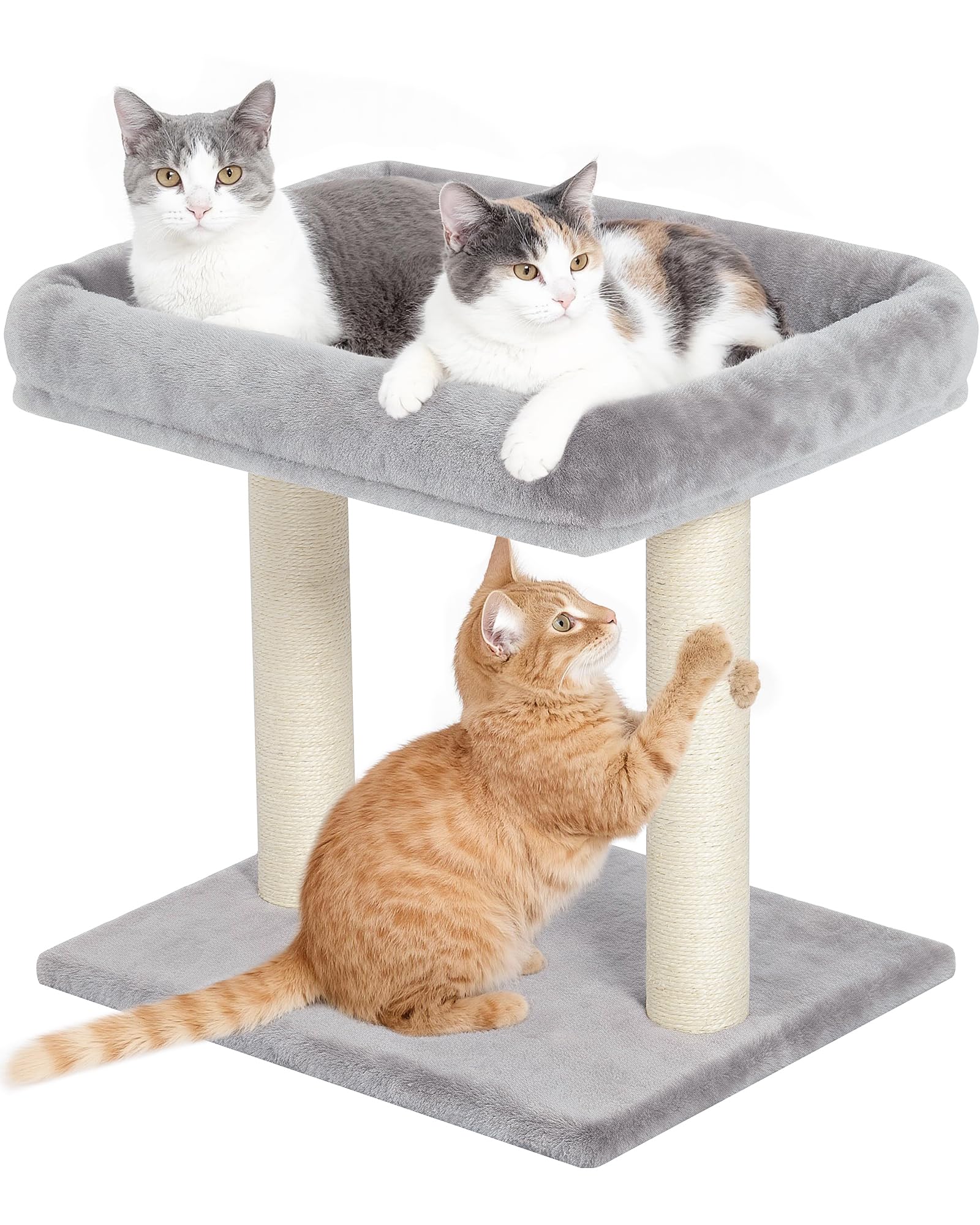 KinoTail Cat Tree with Scratching Post, 1915.8 Large Top Perch Bed, Small Cat Tower for Indoor Cats, Dual Natural Sisal Posts, S
