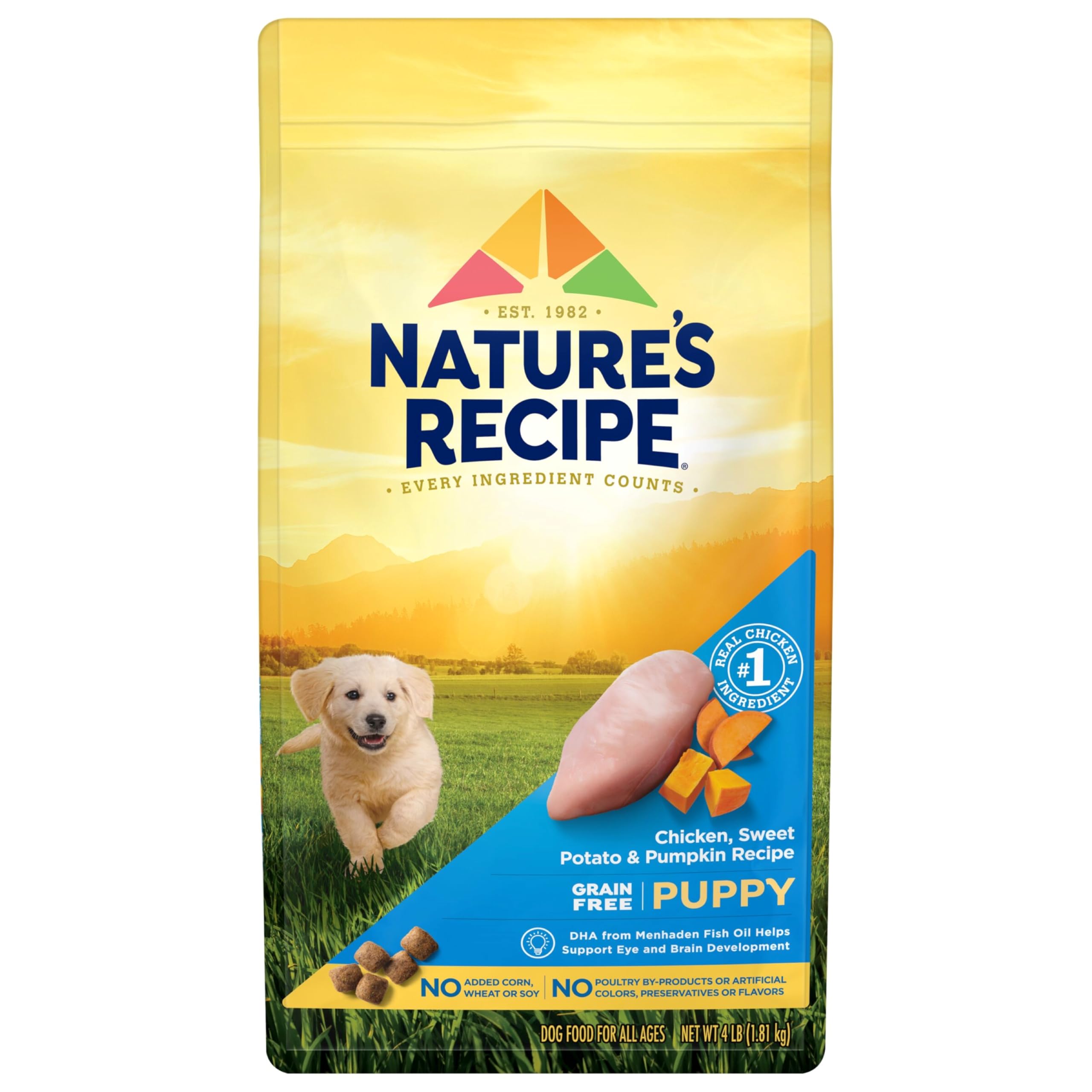 Natures Recipe Grain Free Puppy Chicken, Sweet Potato & Pumpkin Recipe Dry Dog Food, 4 lb. Bag