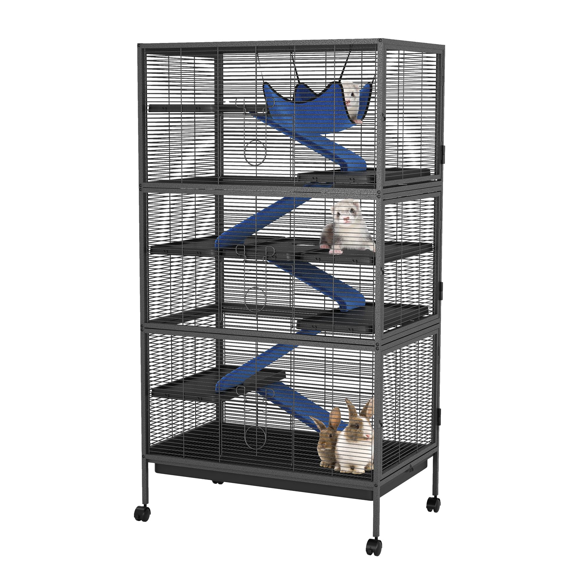 Garvee Metal Small Animal Cages, 58 h Large Ferret Nation Cage with Hammock, 7 Removable Platforms for Sugar Glider, Guinea Pigs