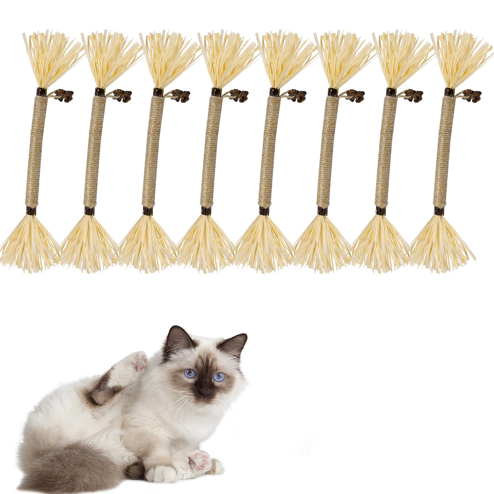 Sinrobo 8 Pack Silvervine Sticks For Cats - Cat Chew Toy For Teeth Cleaning, Edible Matatabi Kitty Chew Sticks, Catnip Cat Toys 