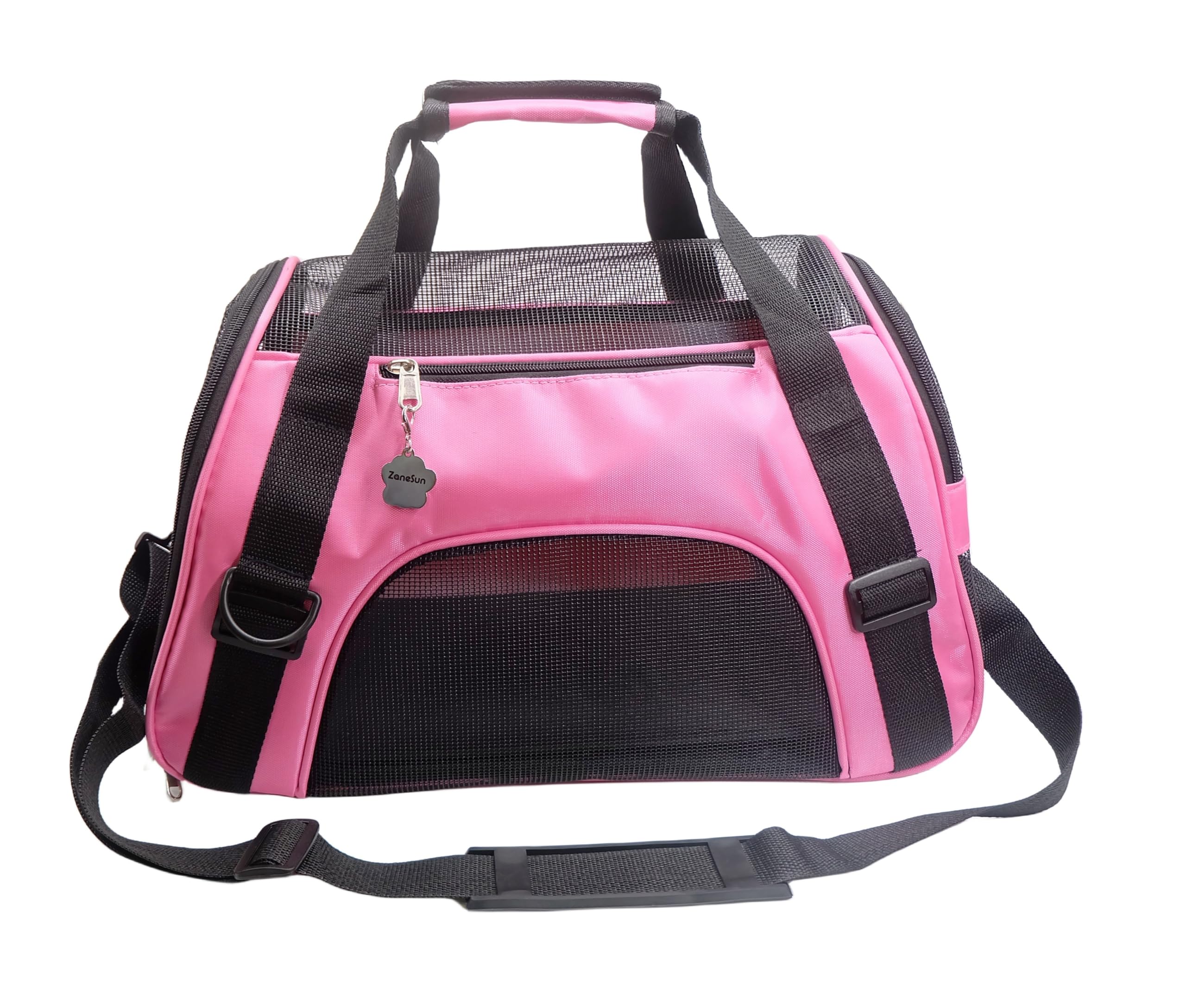 ZaneSun Soft-Sided Cat Carrier - LightPink, Portable, Airline Approved, Foldable Pet Bag for Cats & Small Dogs