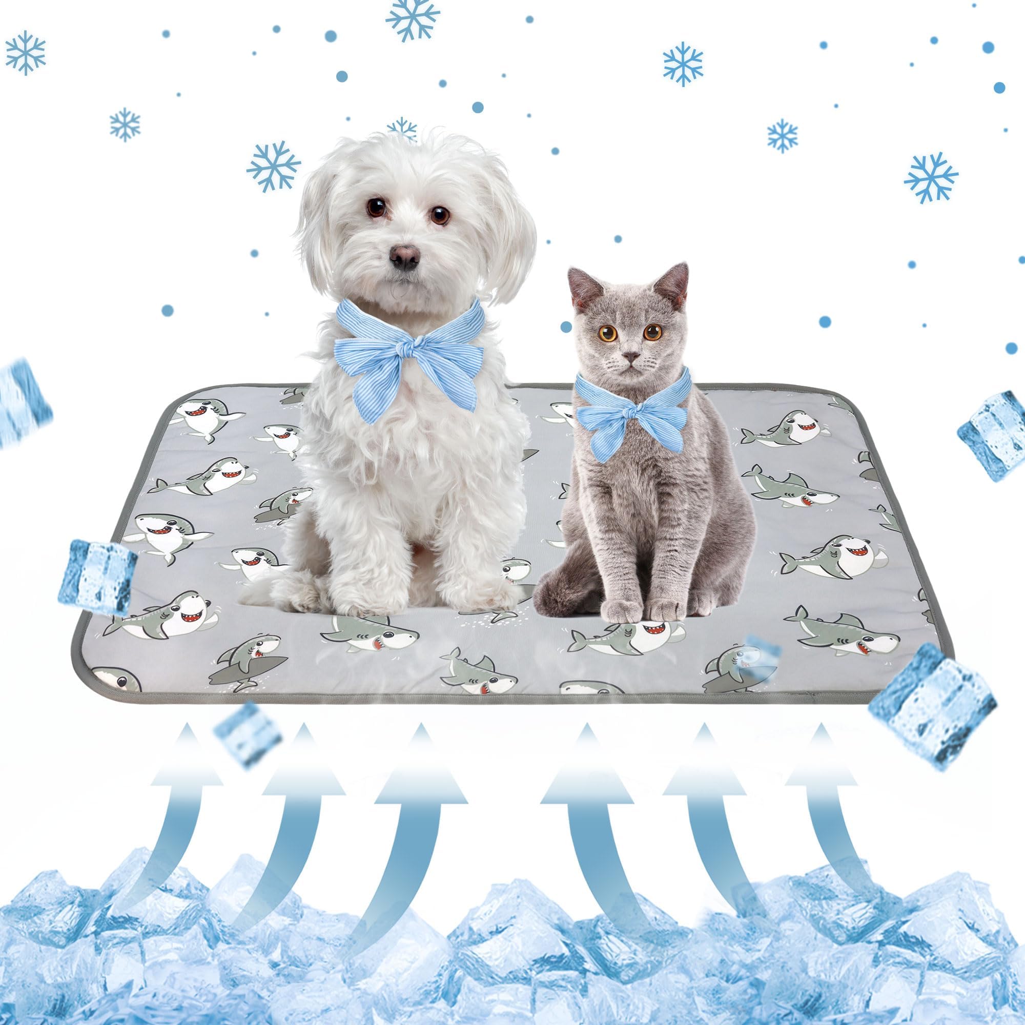 Hotumn Cat Cooling Mat With Free Bandana,Summer Cooling Pad For Small Dog Puppy & Cats, Machine Washable For Indoor Use On Beds,