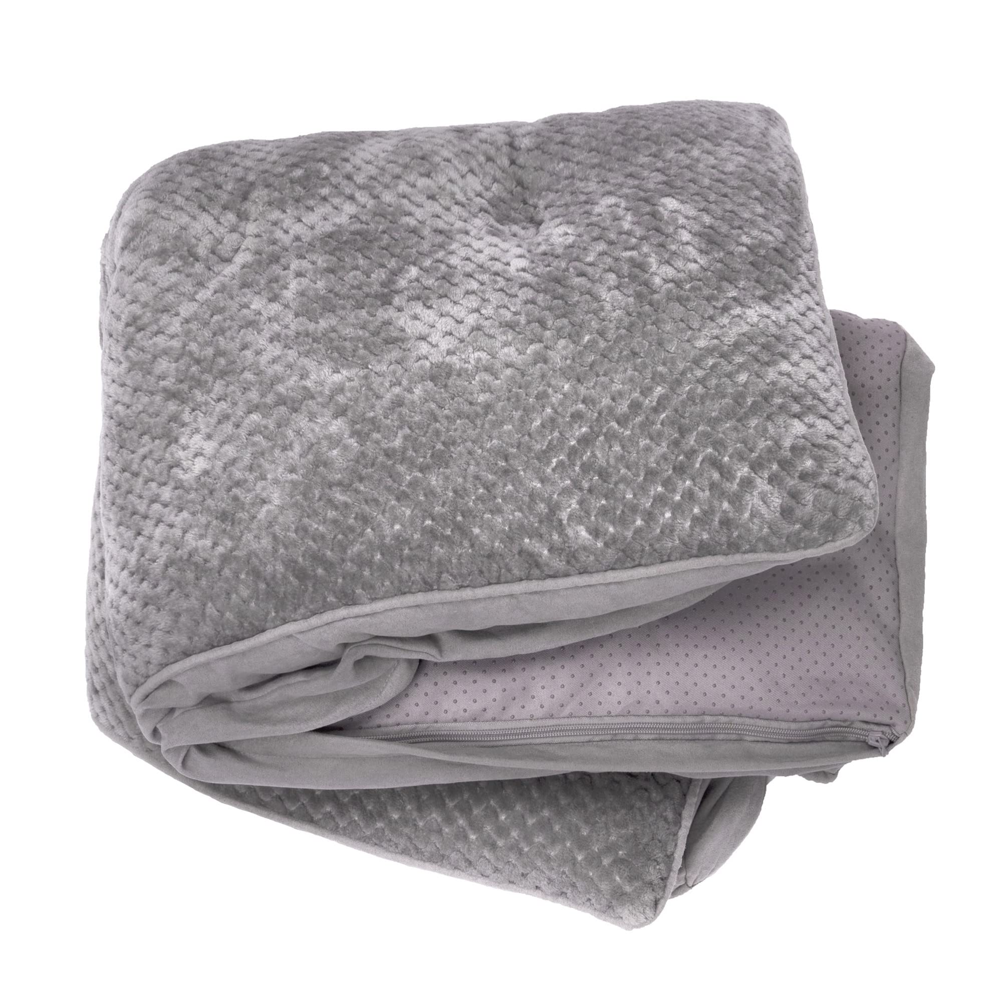 Furhaven Replacement Dog Bed Cover Minky Plush & Suede Pillow Top Mattress, Machine Washable - Titanium Gray, Medium