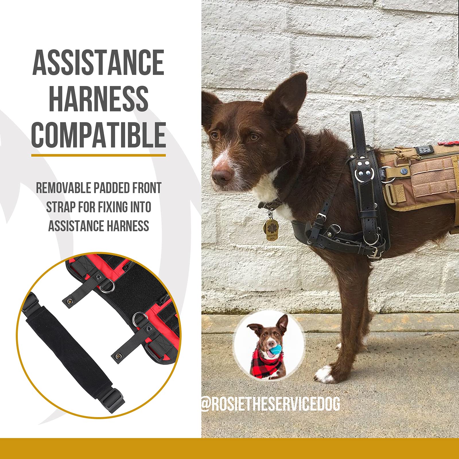 OneTigris Service Dog Vest, Tactical Dog Harness UTX Quick-Release Buckle, Removable Neck Strap Compatible with Assistance Harne