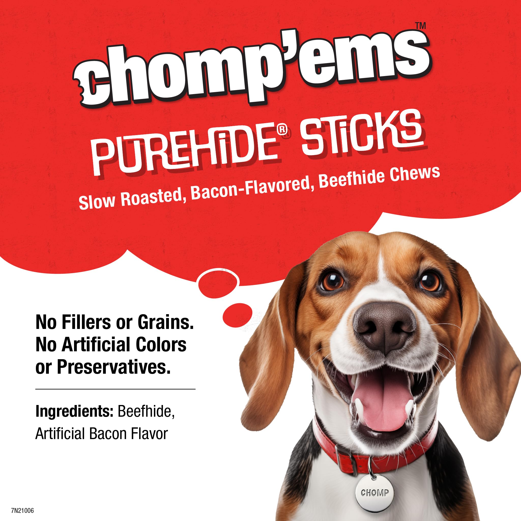 CHOMP 'EMS Purehide Dog Chew Sticks, 12 oz - Healthy Natural Rawhide Chews for Dogs, Model 21006
