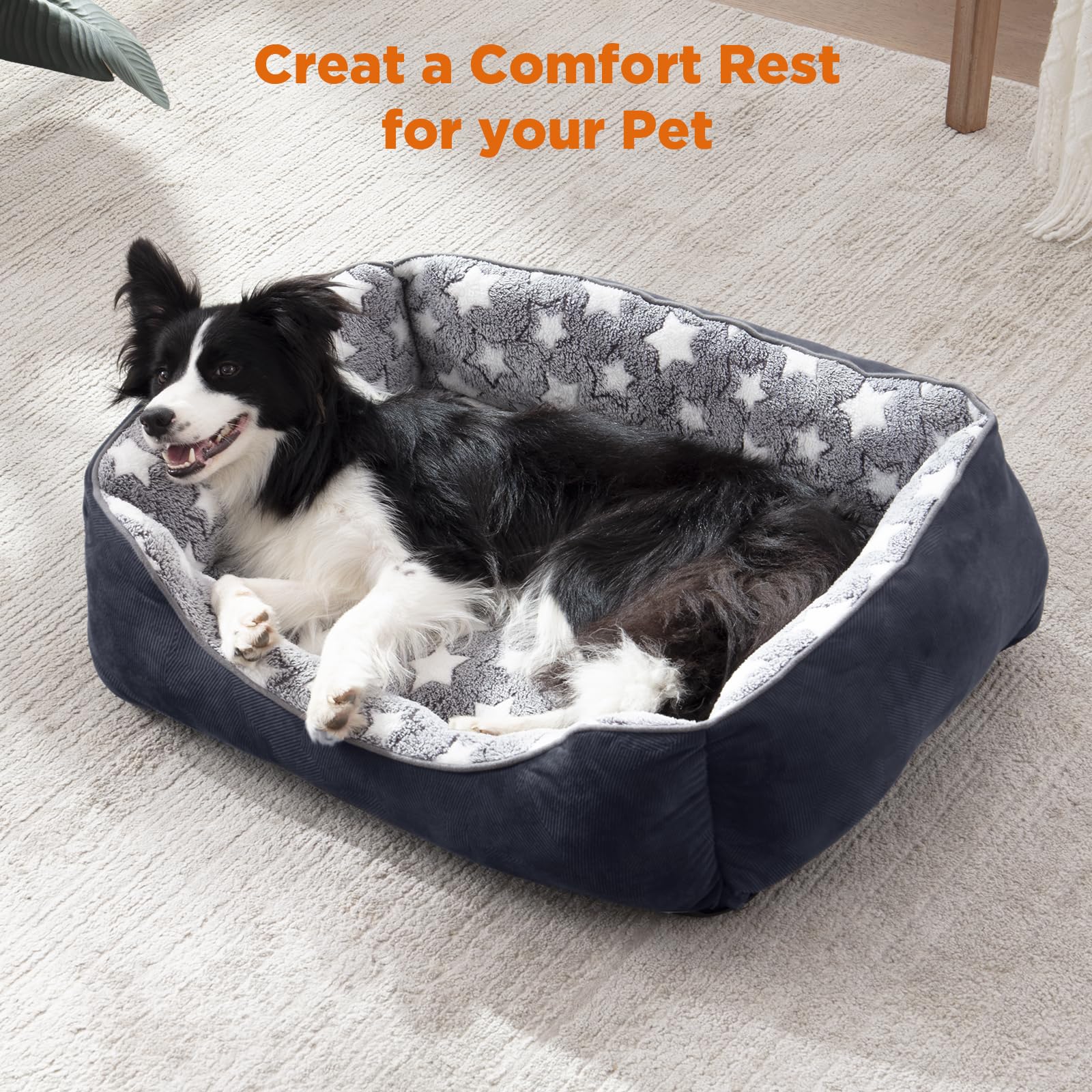 GASUR Rectangle Dog Bed for Large Dogs, Cozy Washable Bed Orthopedic Dog Sofa Bed, Durable Pet Cuddler Anti-Slip Bottom, Soft Ca