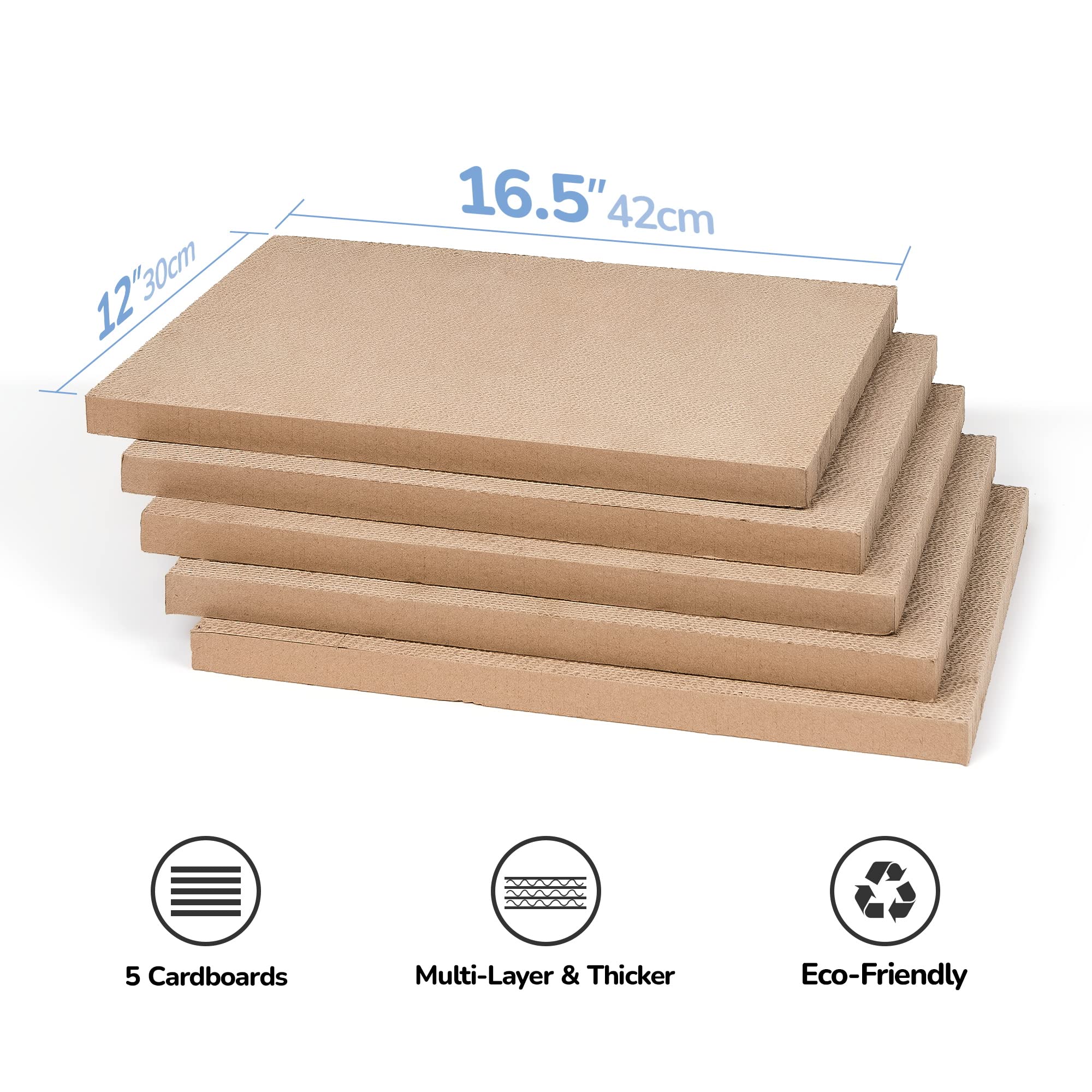 Conlun Cat Scratcher Box with Cat Scratching Pad, Cardboard Lounger Heavy-Duty Double-Sided Cardboard Cat Scratcher, Cat Bed for