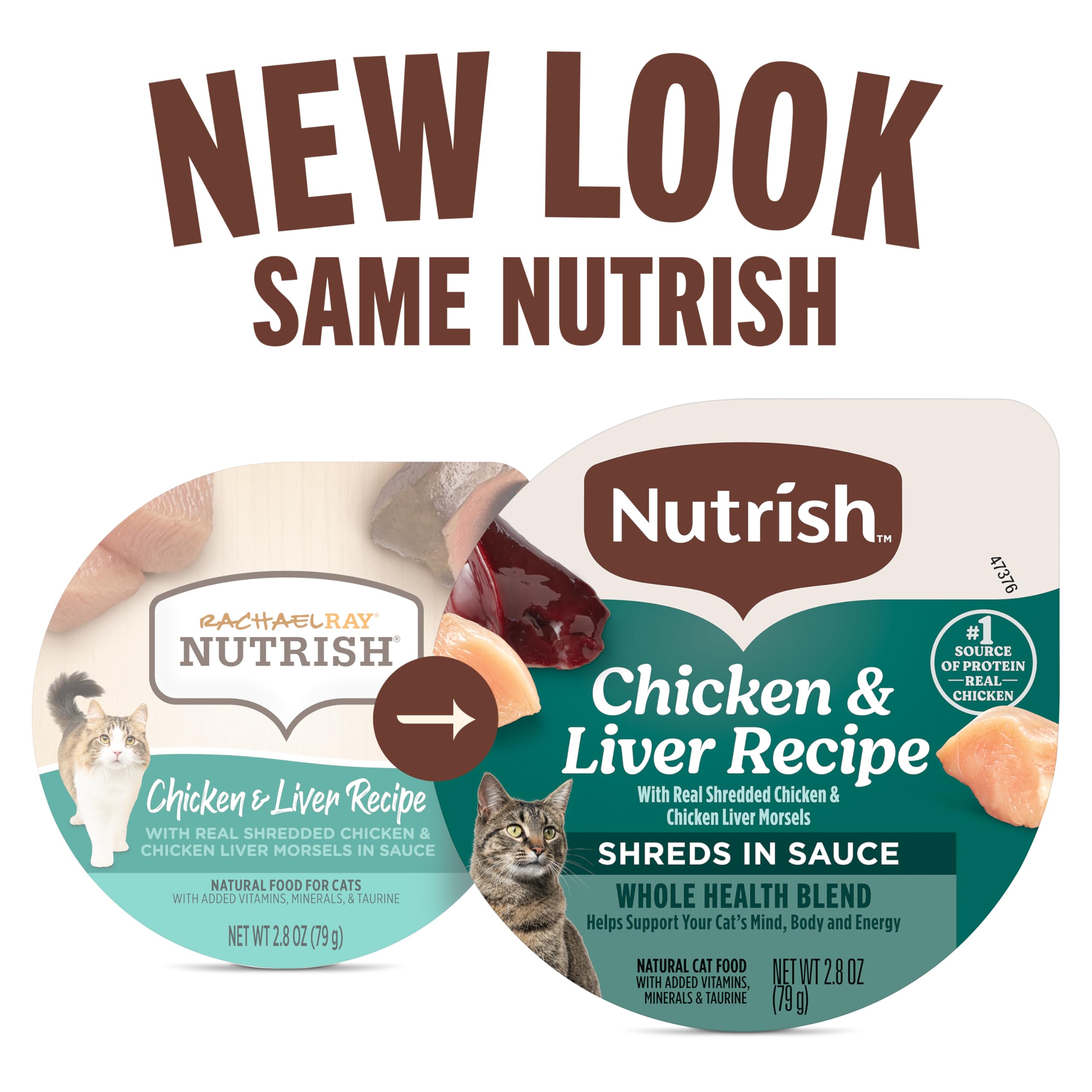 Nutrish Rachael Ray Grain Free Wet Cat Food, Chicken & Liver Recipe, 2.8 oz. Cup, 24 Count