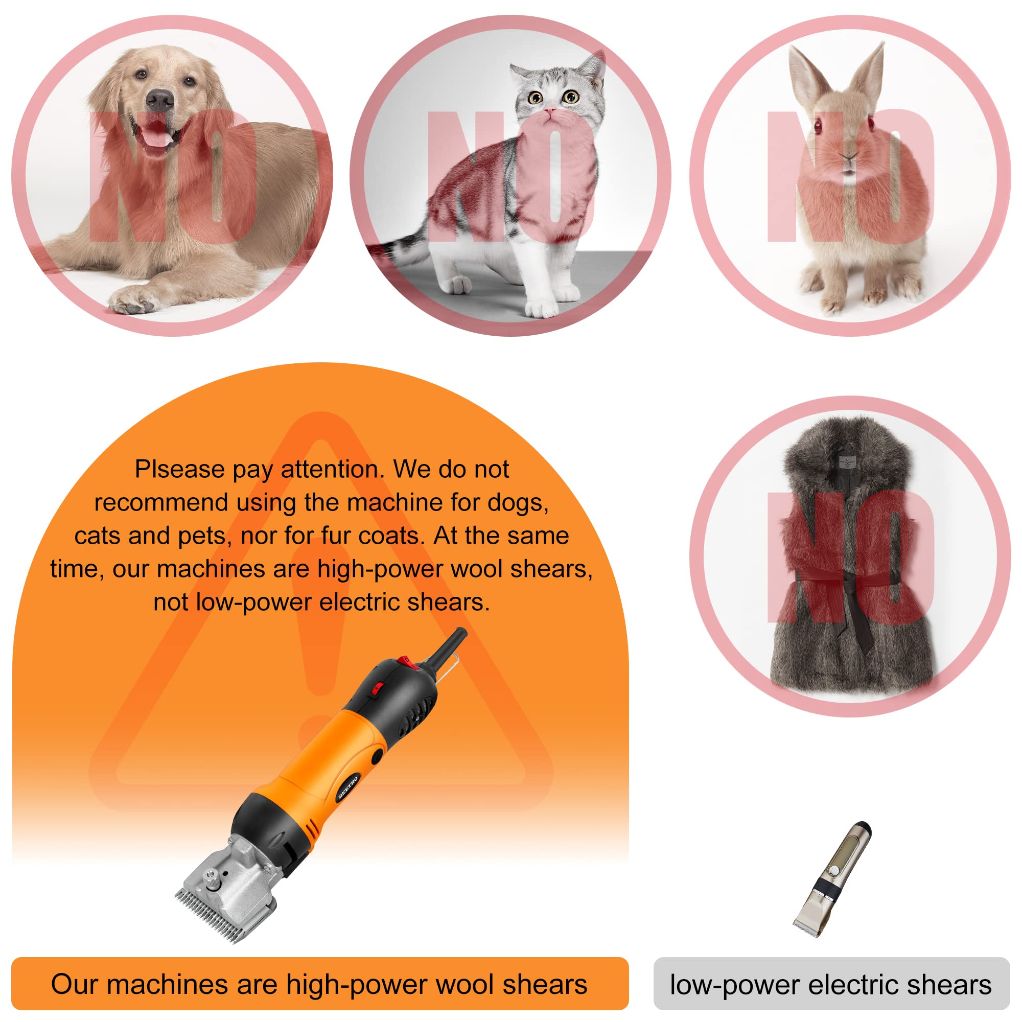 Beetro 500W Electric Professional Horse Shears, 6 Speeds Animal Grooming Clippers For Horse Equine Goat Pony Cattle, With An Ext