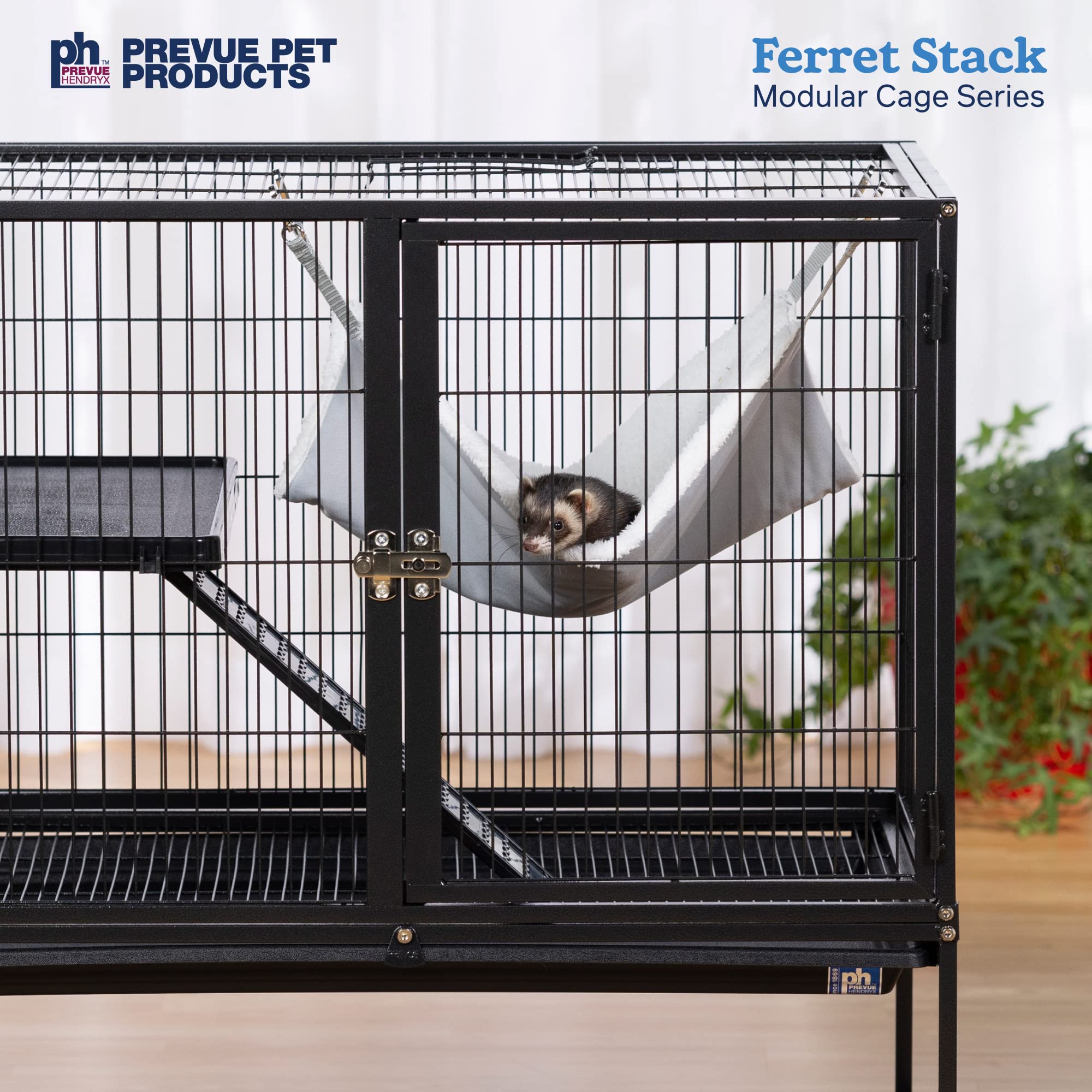 Prevue Pet Products Ferret Stack One Story Ferret Home with Portable Stand, Escape Proof Lock, Hammock, Ramps, Expandable Add-On